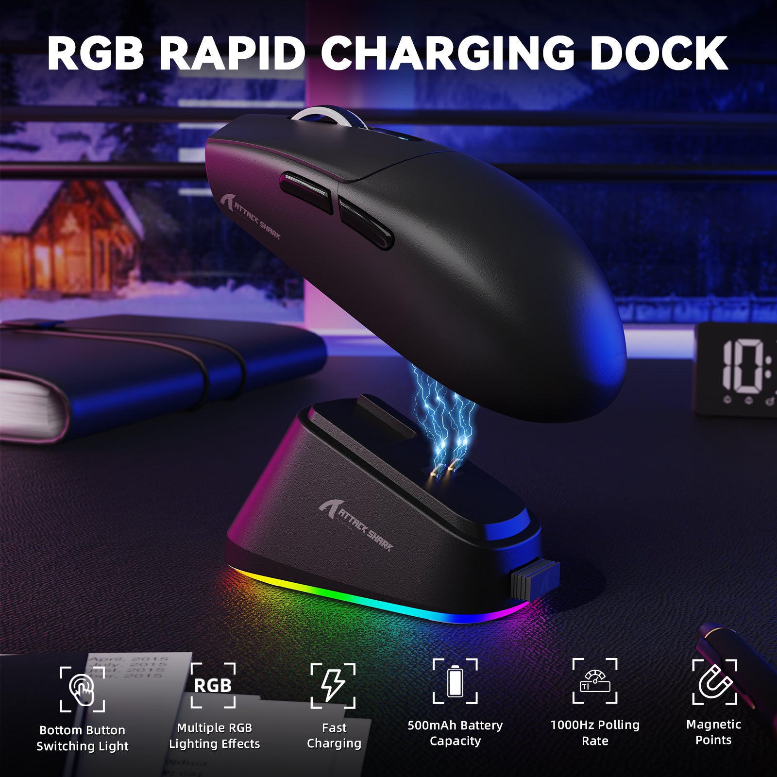 ATTACK SHARK G3PRO Tri-mode Wireless Gaming Mouse with Charge Dock 25000 DPI Ultra Lightweight