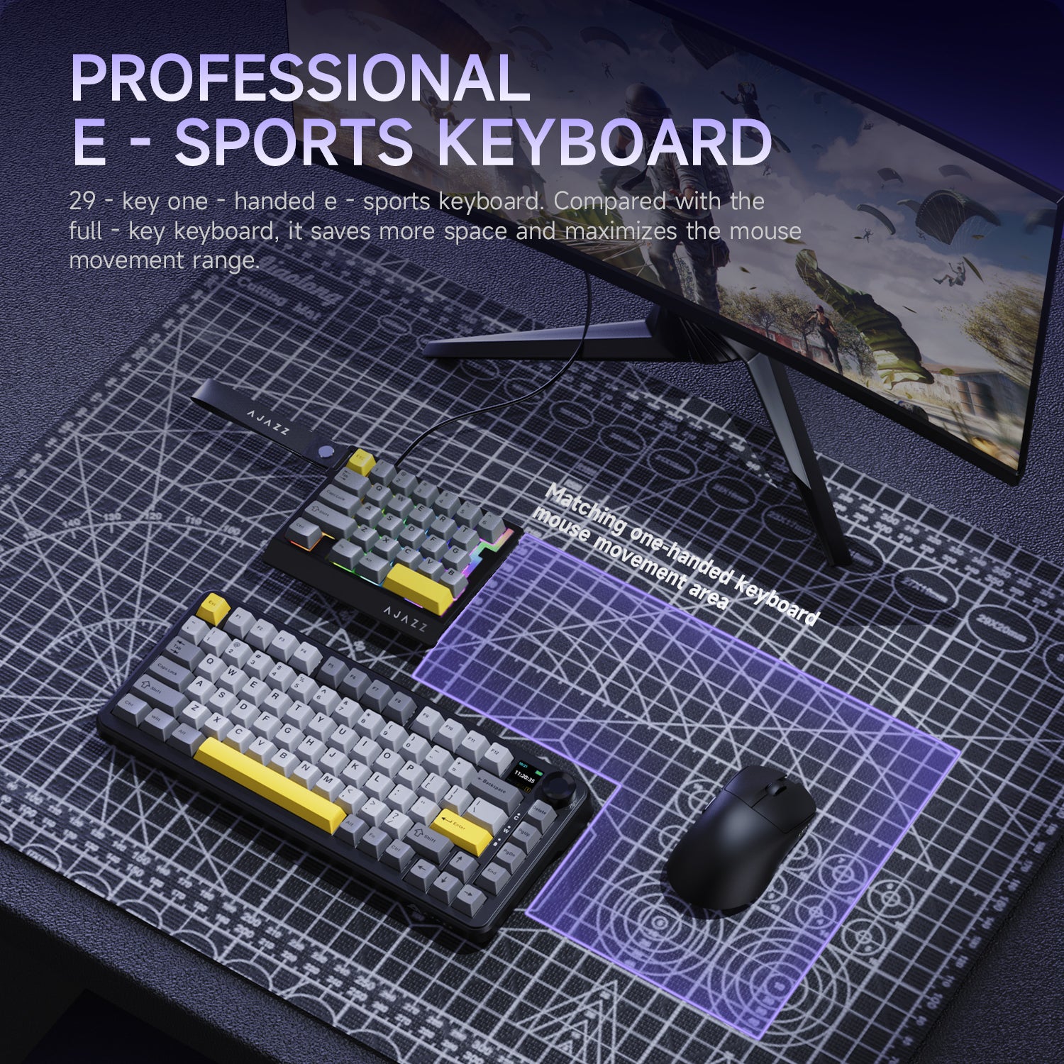 ATTACK SHARK x AJAZZ AK029 Wired One-Handed Mechanical Keyboard