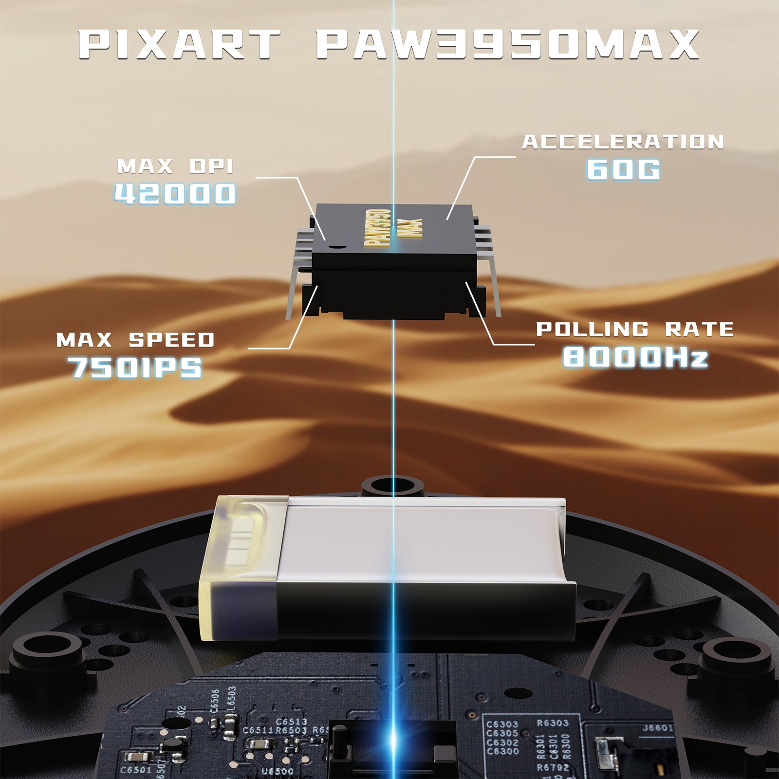 ATTACK SHARK V5 8KHz Wireless PAW3950MAX Gaming-Maus mit C06 Ultra-Kabel
