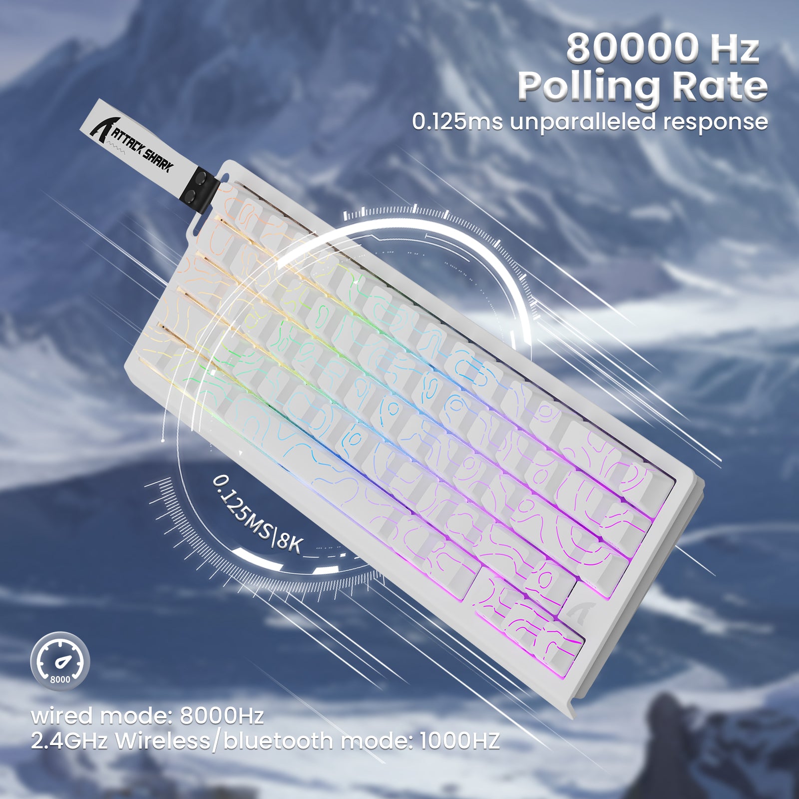 ATTACK SHARK X68PRO HE Kabellose Rapid Trigger-Tastatur mit Spiralkabel