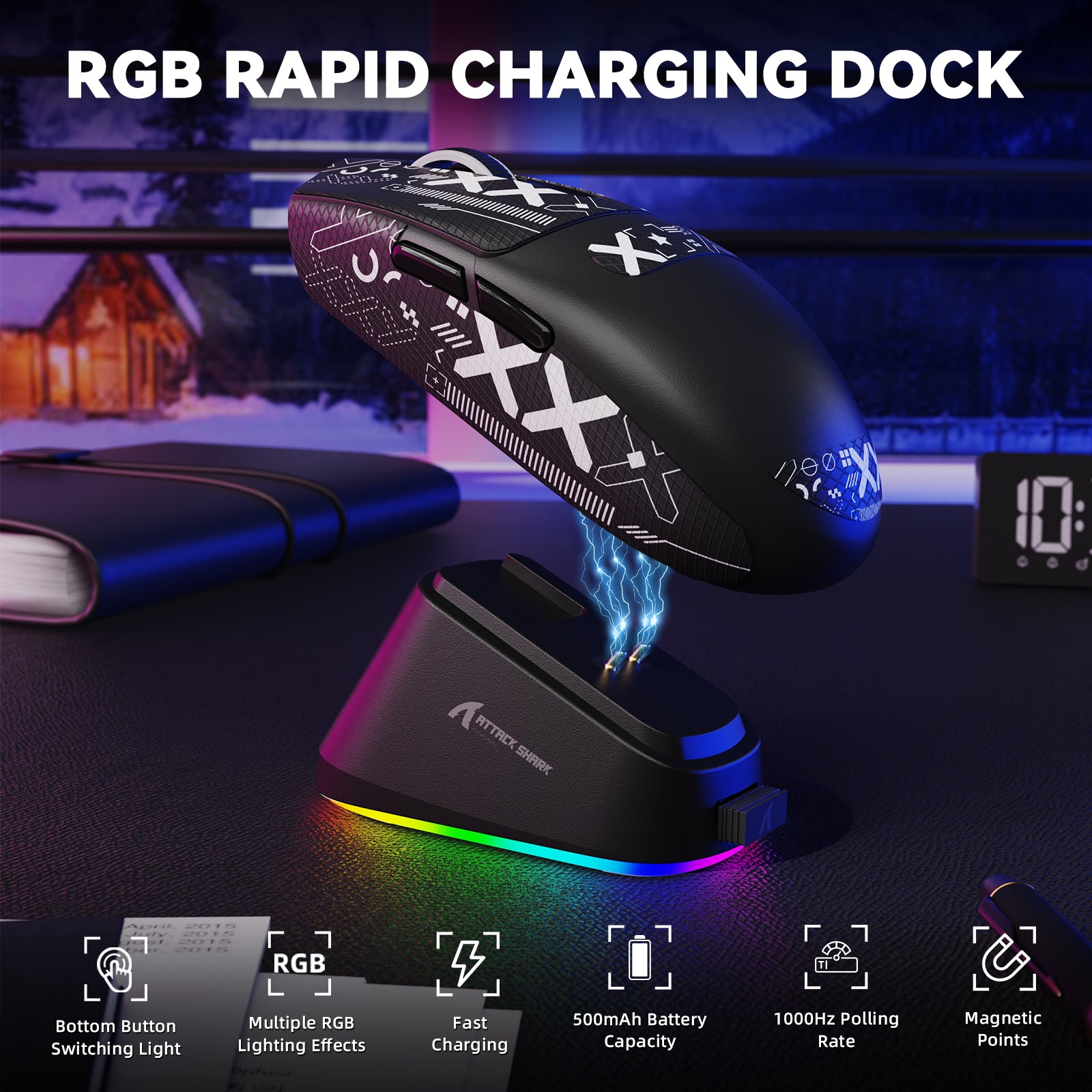ATTACK SHARK G3PRO Tri-mode Wireless Gaming Mouse with Charge Dock 25000 DPI Ultra Lightweight