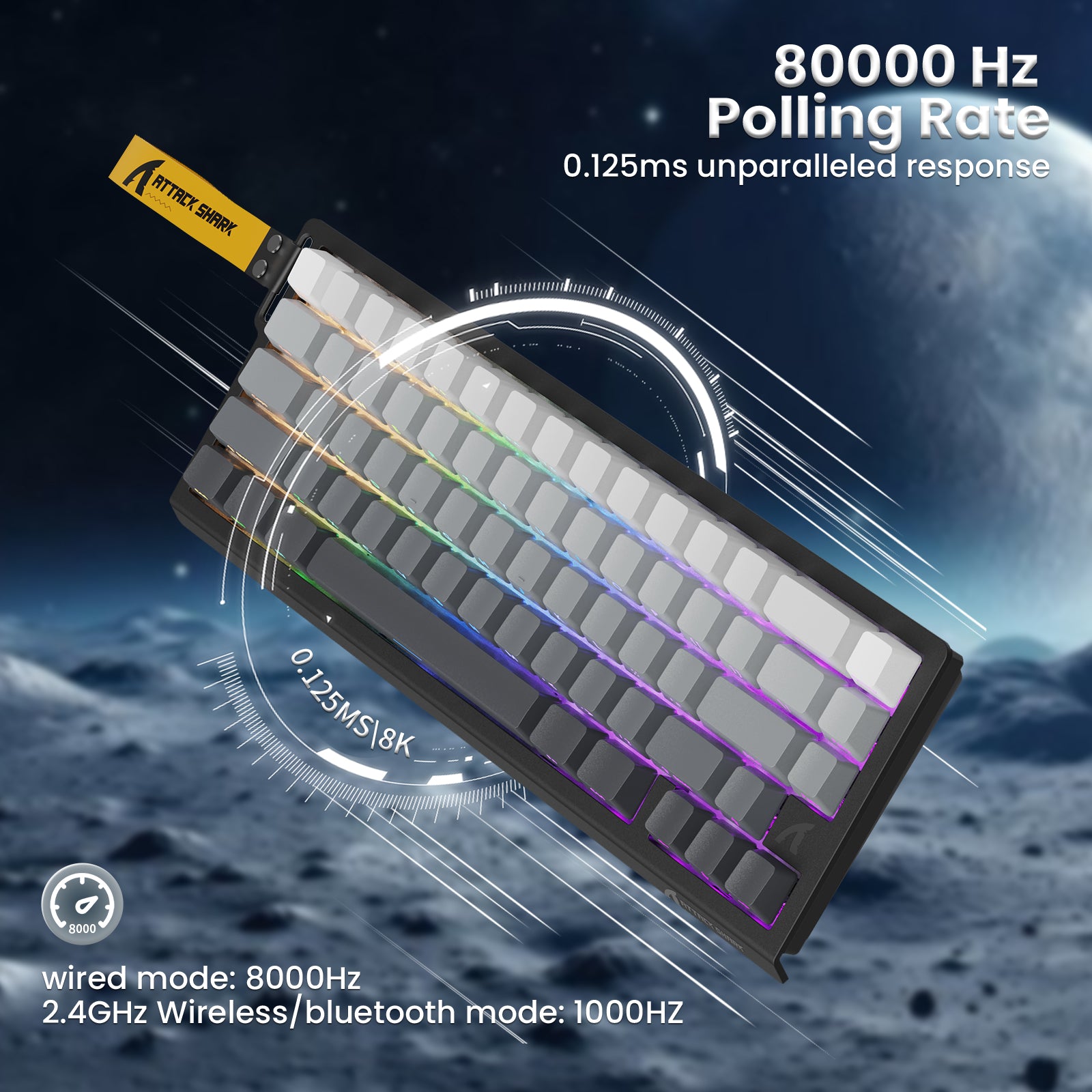 ATTACK SHARK X68PRO HE Kabellose Rapid Trigger-Tastatur mit Spiralkabel