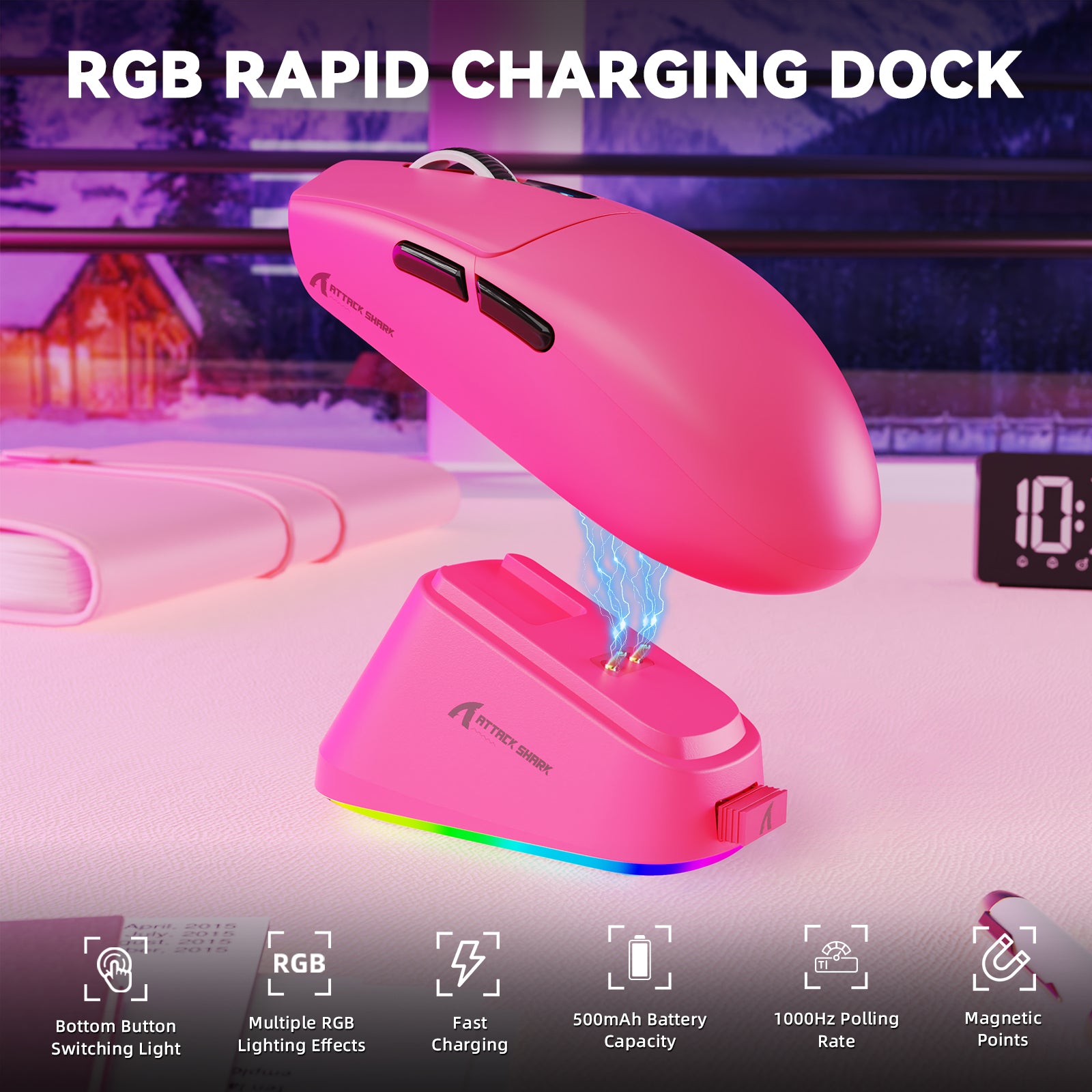 ATTACK SHARK G3PRO Tri-mode Wireless Gaming Mouse with Charge Dock 25000 DPI Ultra Lightweight