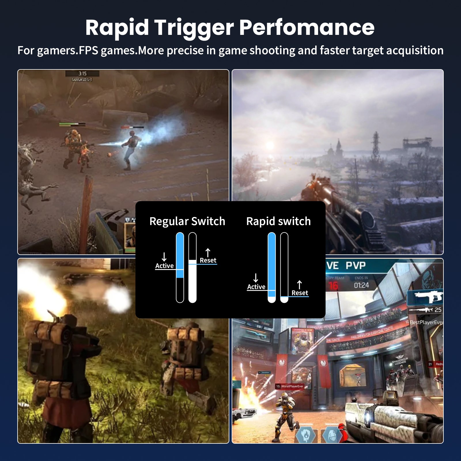 ATTACK SHARK X68 HE keyboard rapid trigger performance in FPS games, faster target acquisition.