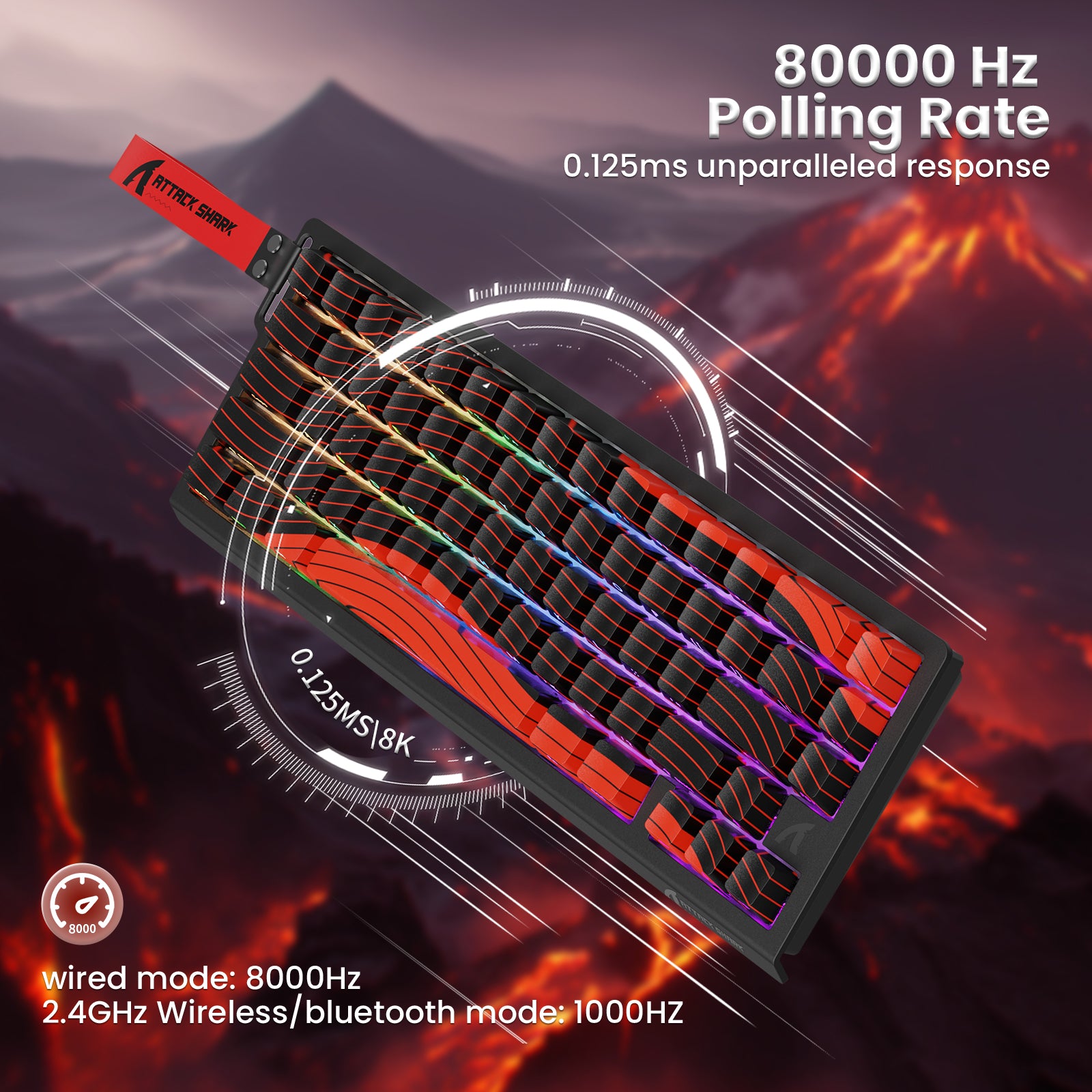 ATTACK SHARK X68PRO HE Kabellose Rapid Trigger-Tastatur mit Spiralkabel
