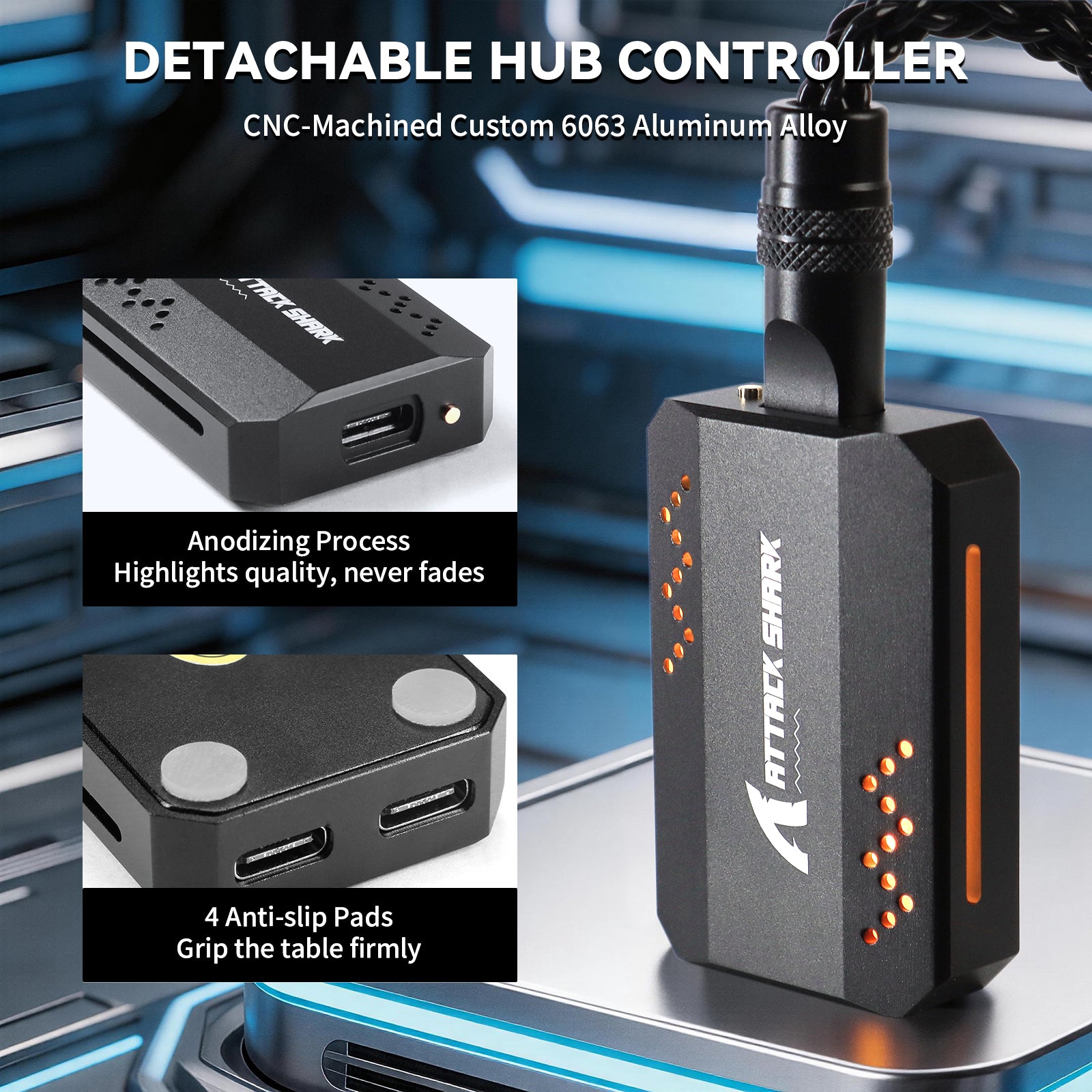Câble 2-en-1 Type C ATTACK SHARK C07 PRO pour clavier/souris de jeu 8KHz