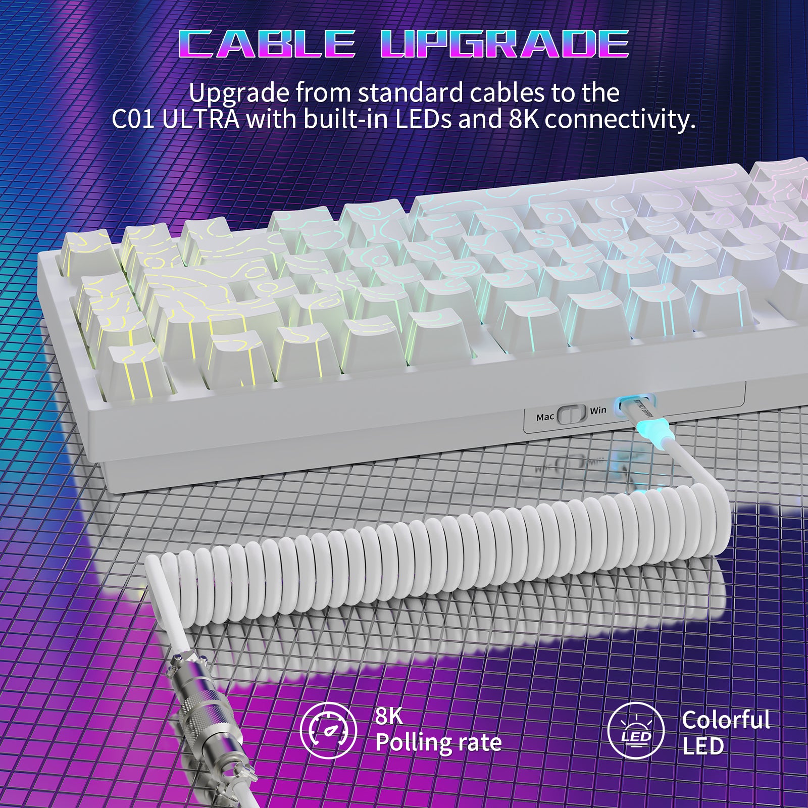 Teclado para juegos con cable ATTACK SHARK R82 HE 75% con cable LED C01ULTRA