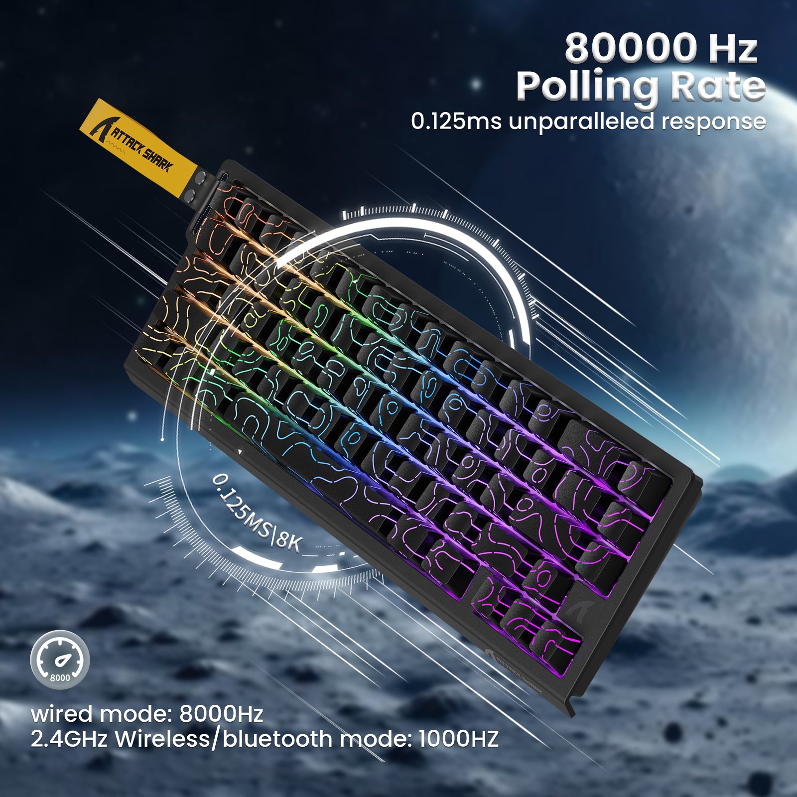 ATTACK SHARK X68PRO HE Kabellose Rapid Trigger-Tastatur mit Spiralkabel