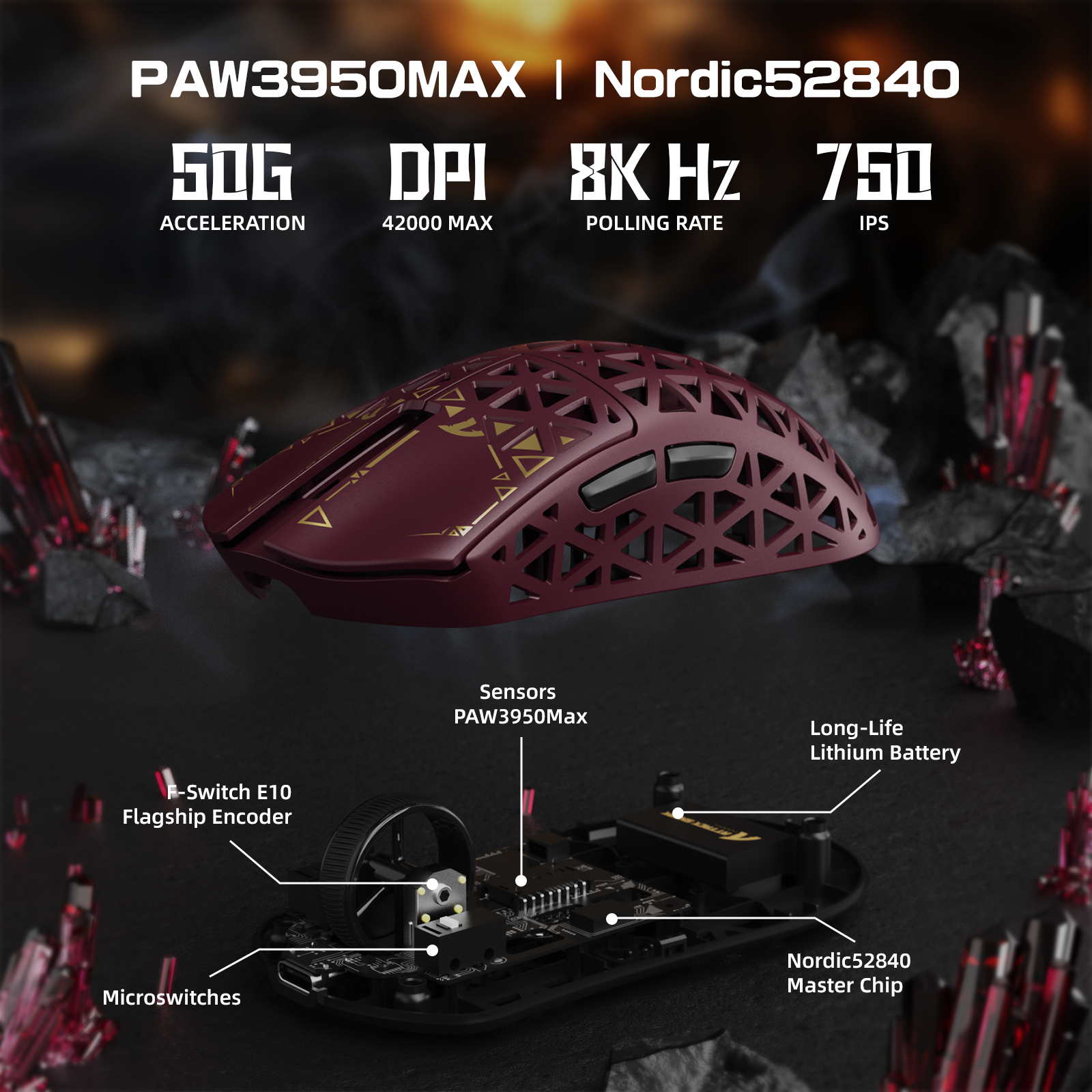 ATTACK SHARK R5 Ultra Carbon Fiber Wireless 8K PAW3950MAX Gaming Mouse