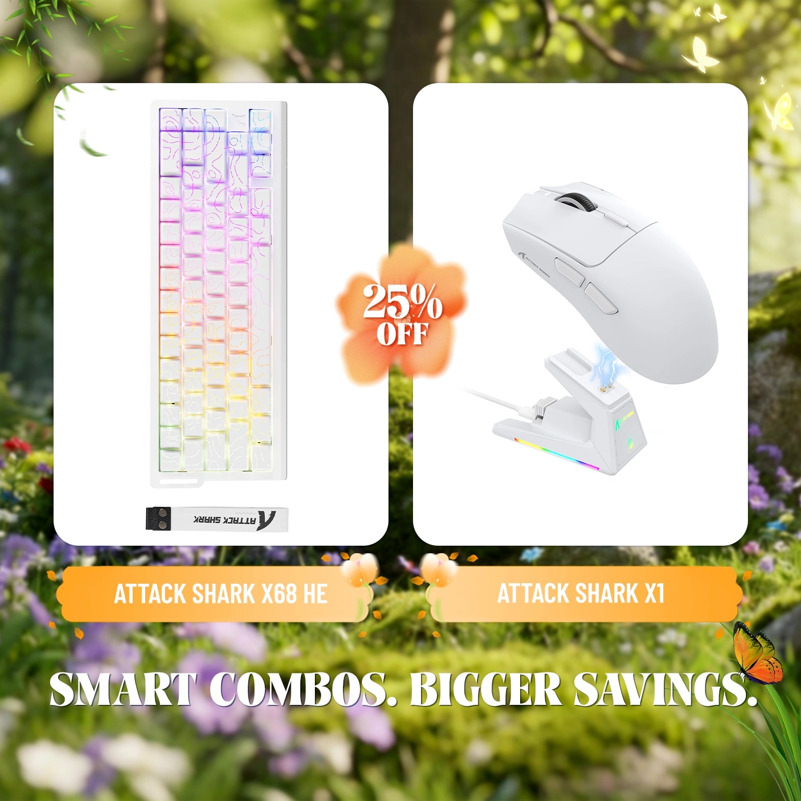 ATTACK SHARK X68HE Rapid Trigger-Tastatur + X1 Wireless Gaming-Maus im Bundle