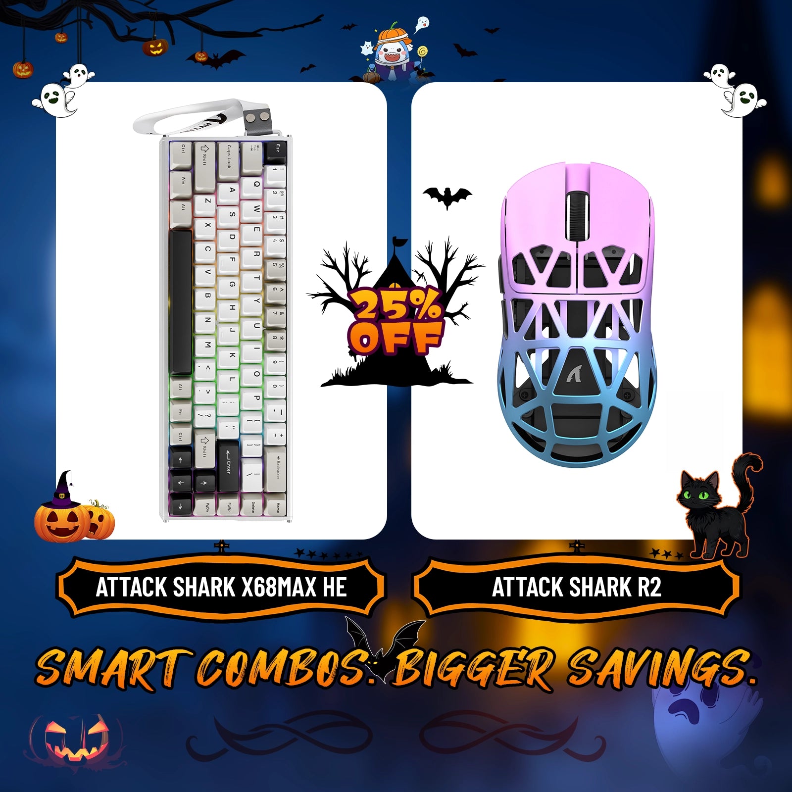 ATTACK SHARK X68MAX HE Rapid Trigger Aluminium-Tastatur + R2 Kabellose Gaming-Maus aus Magnesiumlegierung im Bundle