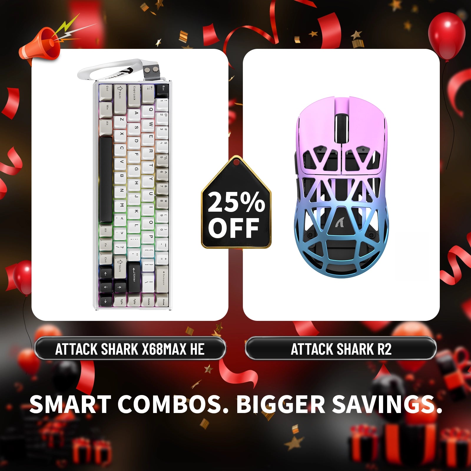 ATTACK SHARK X68MAX HE Rapid Trigger Aluminium-Tastatur + R2 Kabellose Gaming-Maus aus Magnesiumlegierung im Bundle