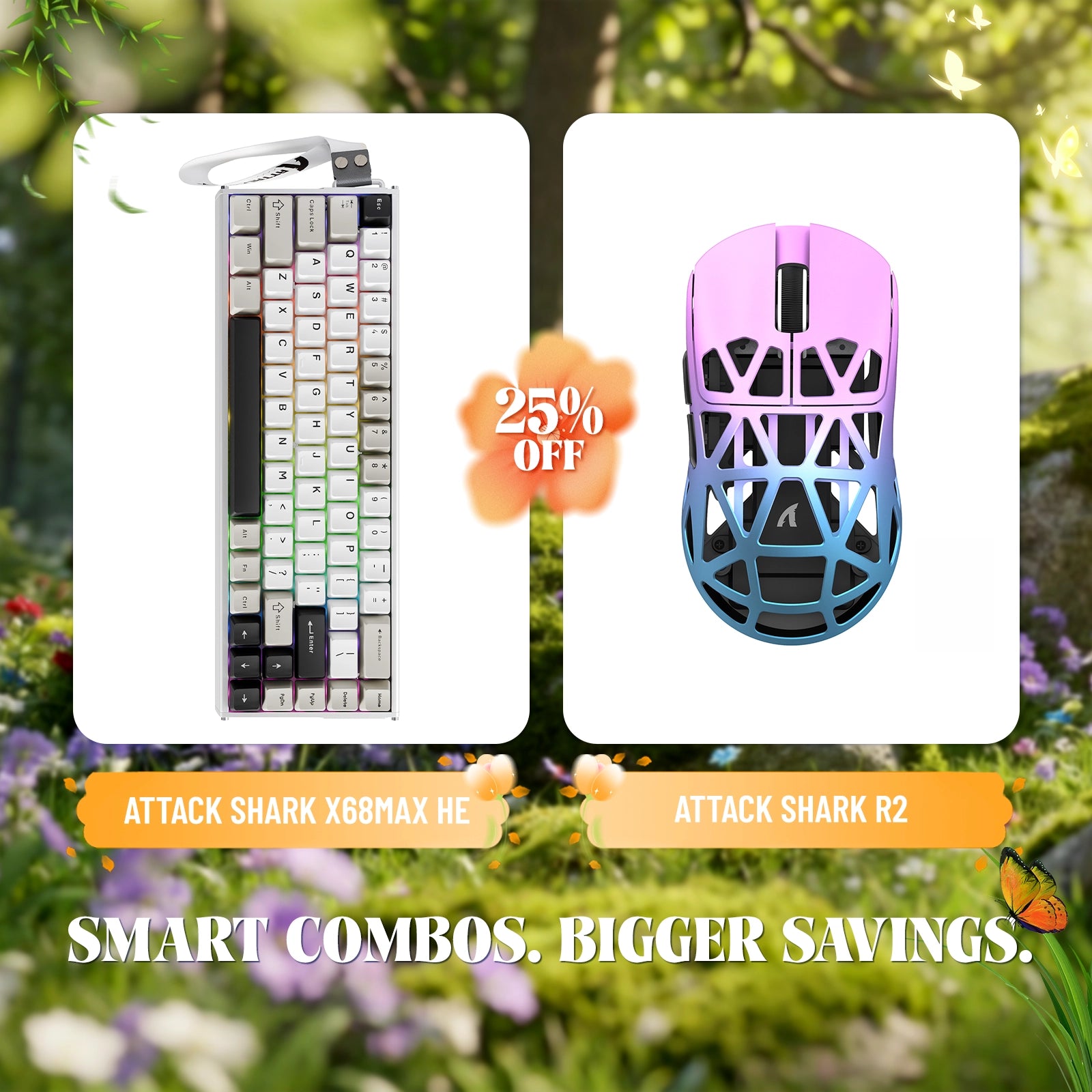 ATTACK SHARK X68MAX HE Rapid Trigger Aluminum Keyboard + R2 Magnesium Alloy Wireless Gaming Mouse Bundle