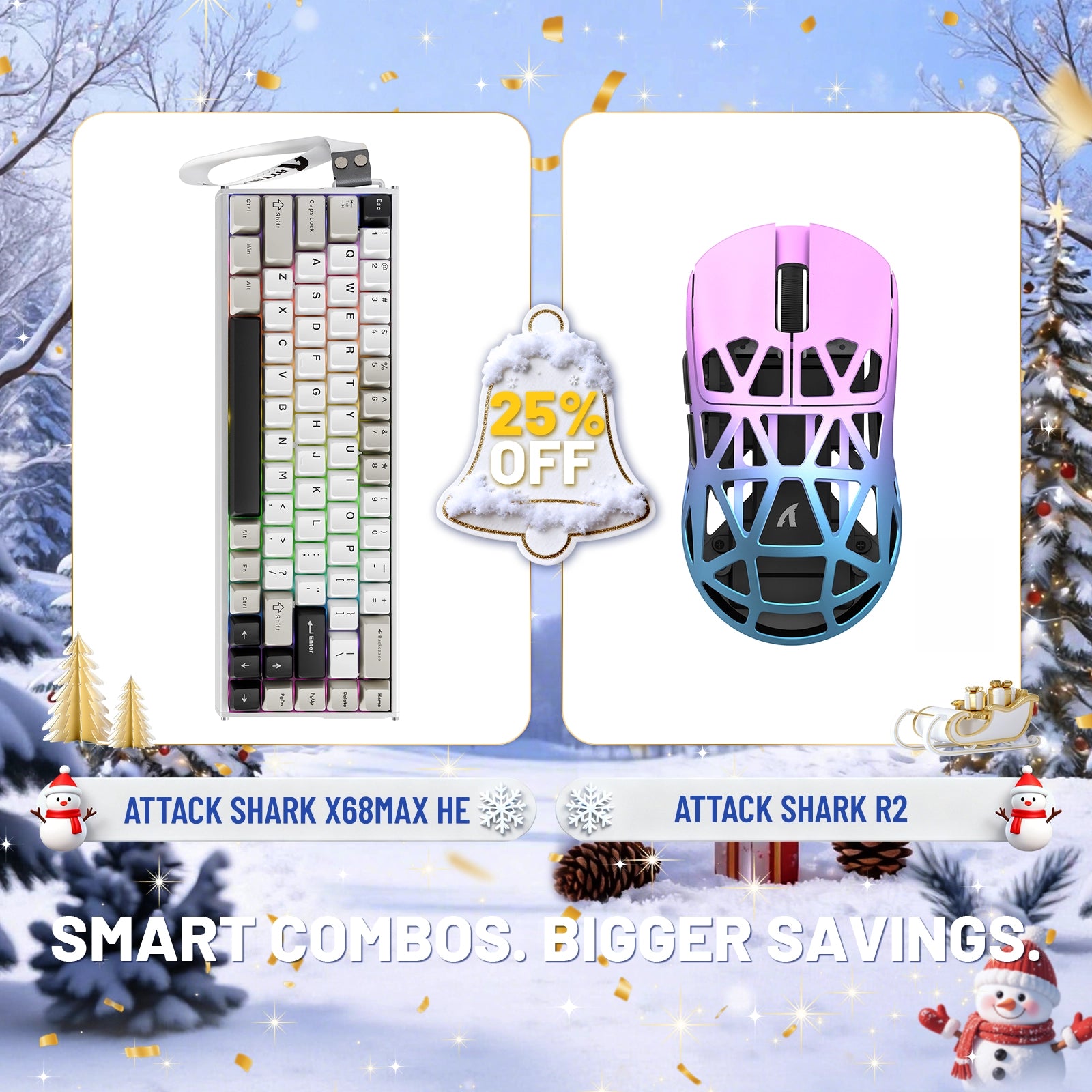 ATTACK SHARK X68MAX HE Rapid Trigger Aluminum Keyboard + R2 Magnesium Alloy Wireless Gaming Mouse Bundle