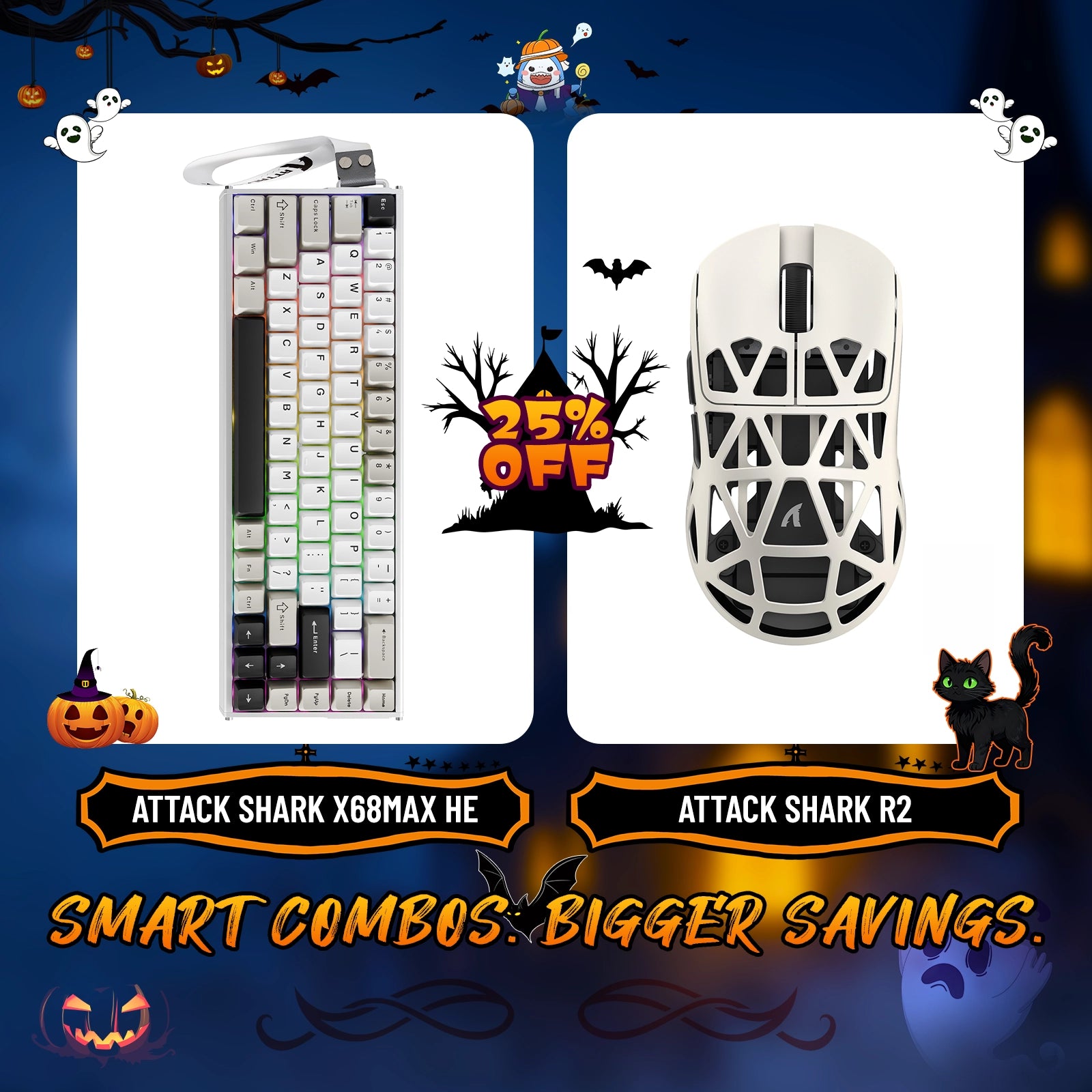 ATTACK SHARK X68MAX HE Rapid Trigger Aluminium-Tastatur + R2 Kabellose Gaming-Maus aus Magnesiumlegierung im Bundle