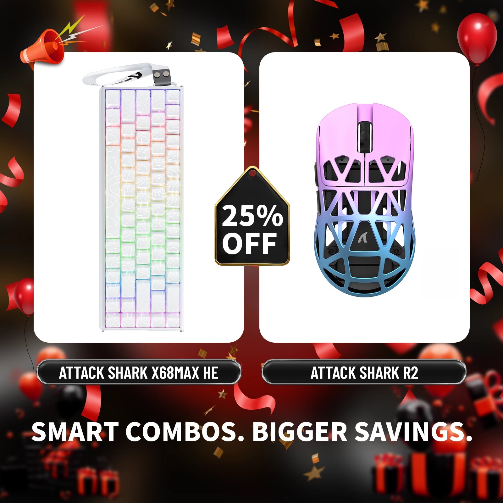 ATTACK SHARK X68MAX HE Rapid Trigger Aluminium-Tastatur + R2 Kabellose Gaming-Maus aus Magnesiumlegierung im Bundle