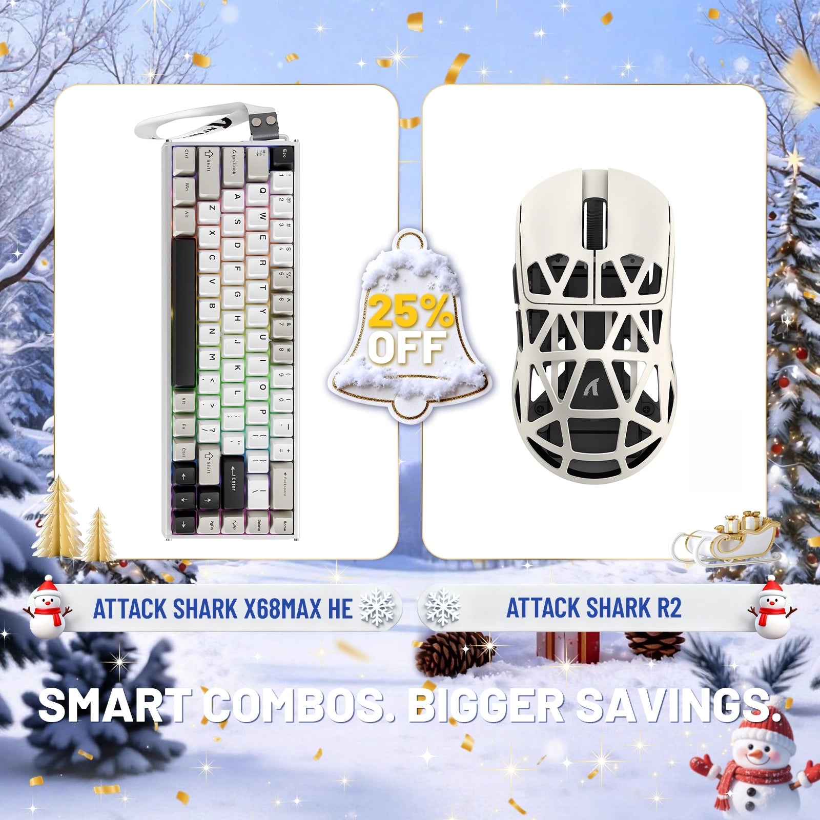 ATTACK SHARK X68MAX HE Rapid Trigger Aluminum Keyboard + R2 Magnesium Alloy Wireless Gaming Mouse Bundle