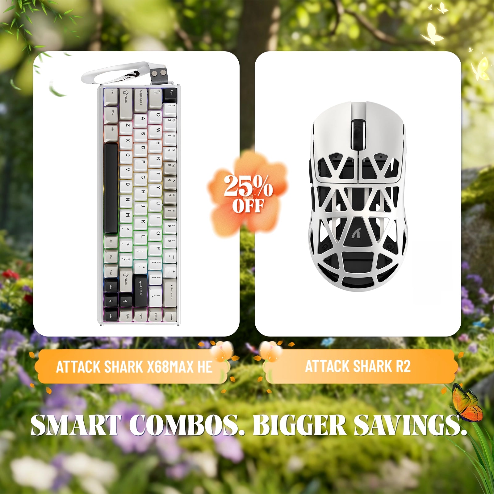 ATTACK SHARK X68MAX HE Rapid Trigger Aluminum Keyboard + R2 Magnesium Alloy Wireless Gaming Mouse Bundle