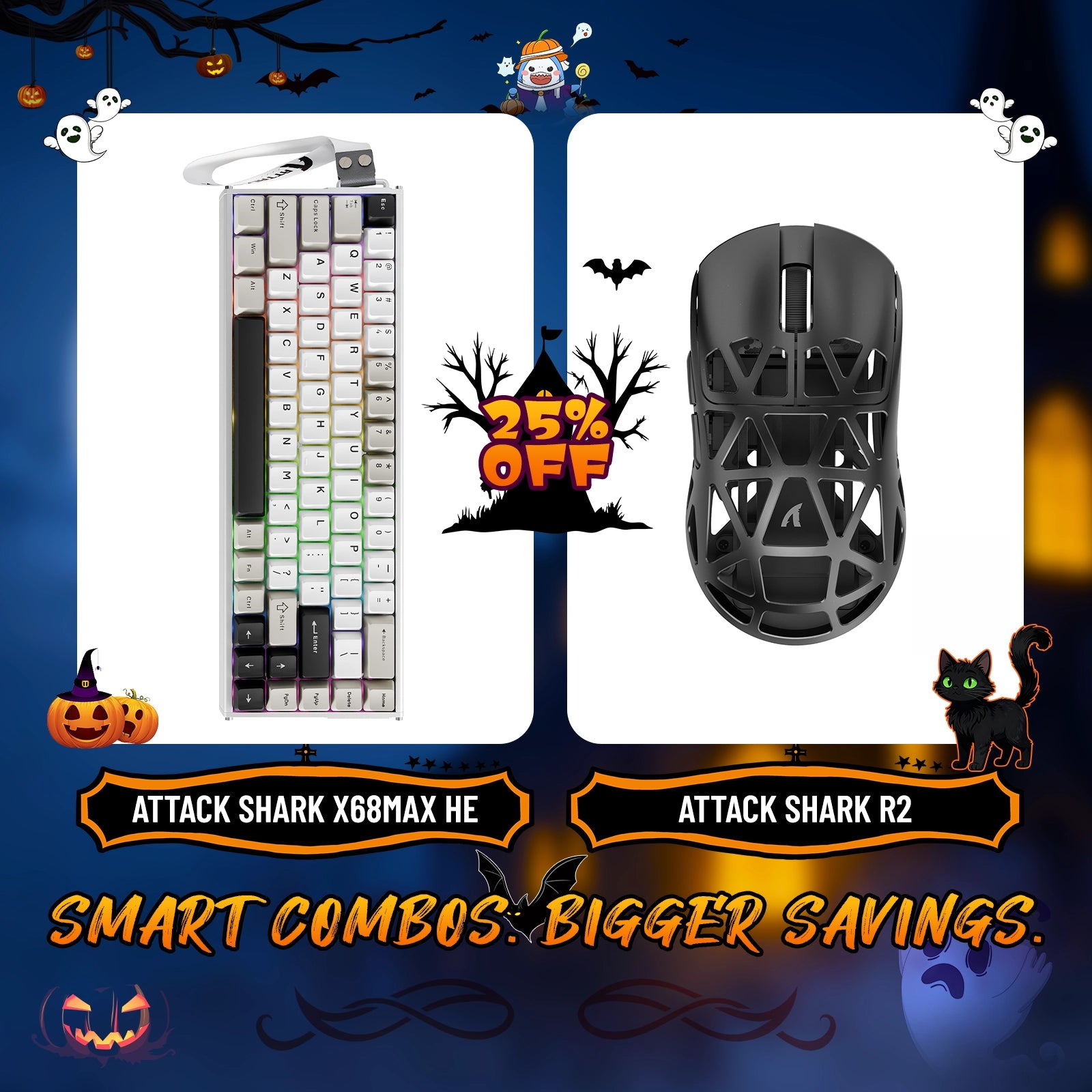 ATTACK SHARK X68MAX HE Rapid Trigger Aluminium-Tastatur + R2 Kabellose Gaming-Maus aus Magnesiumlegierung im Bundle
