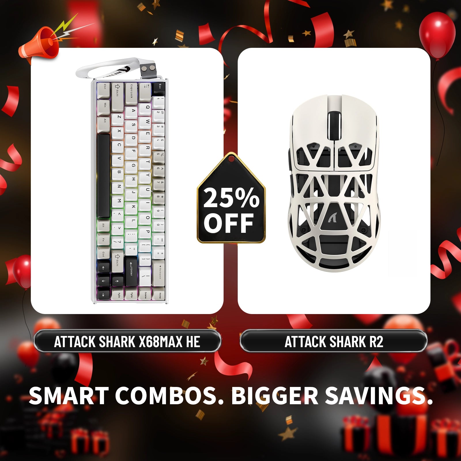 ATTACK SHARK X68MAX HE Rapid Trigger Aluminium-Tastatur + R2 Kabellose Gaming-Maus aus Magnesiumlegierung im Bundle