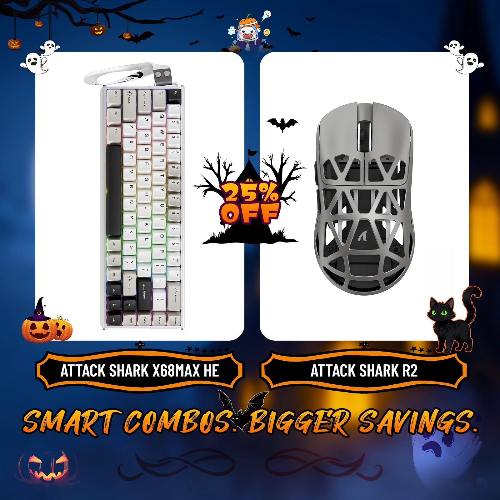 ATTACK SHARK X68MAX HE Rapid Trigger Aluminium-Tastatur + R2 Kabellose Gaming-Maus aus Magnesiumlegierung im Bundle