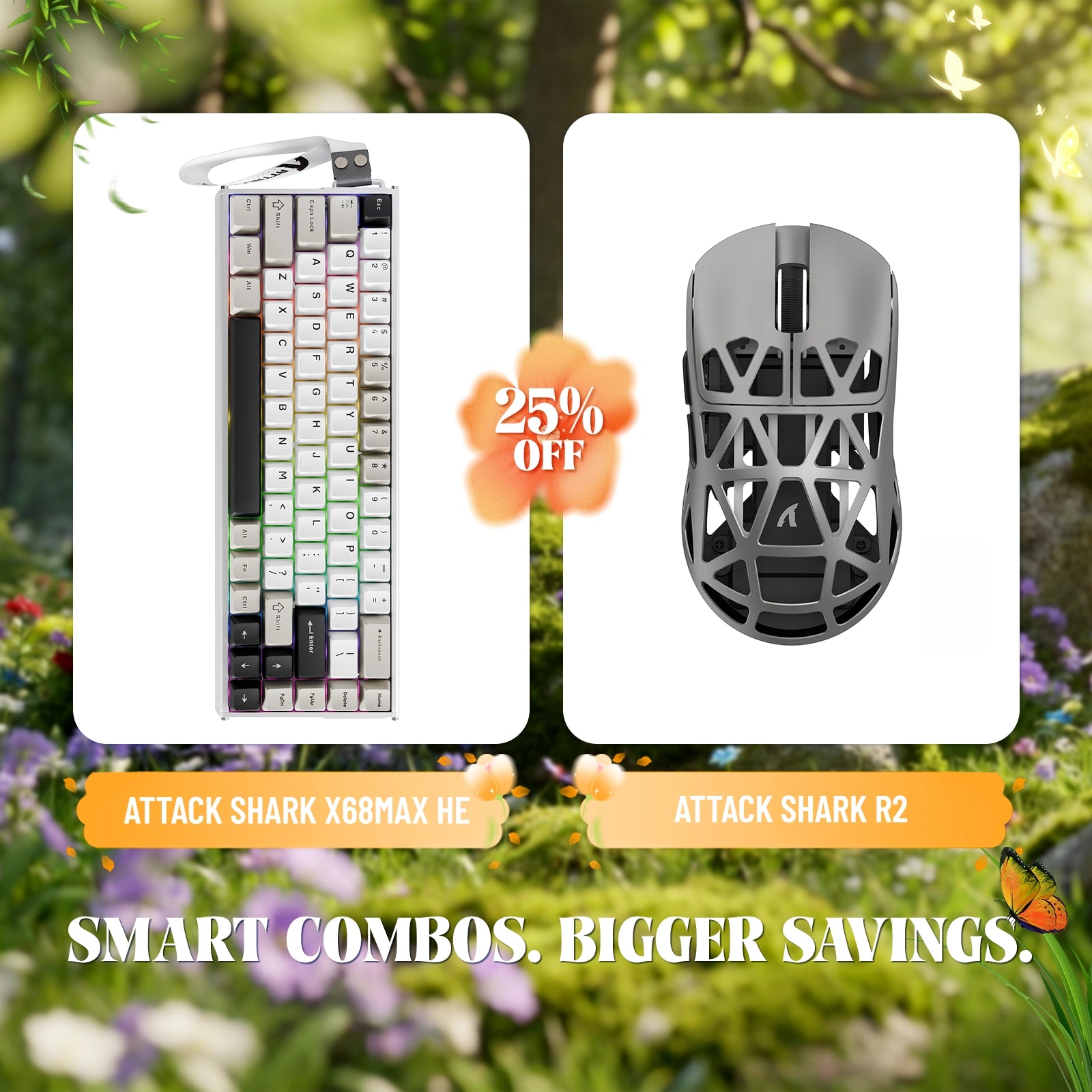 ATTACK SHARK X68MAX HE Rapid Trigger Aluminum Keyboard + R2 Magnesium Alloy Wireless Gaming Mouse Bundle