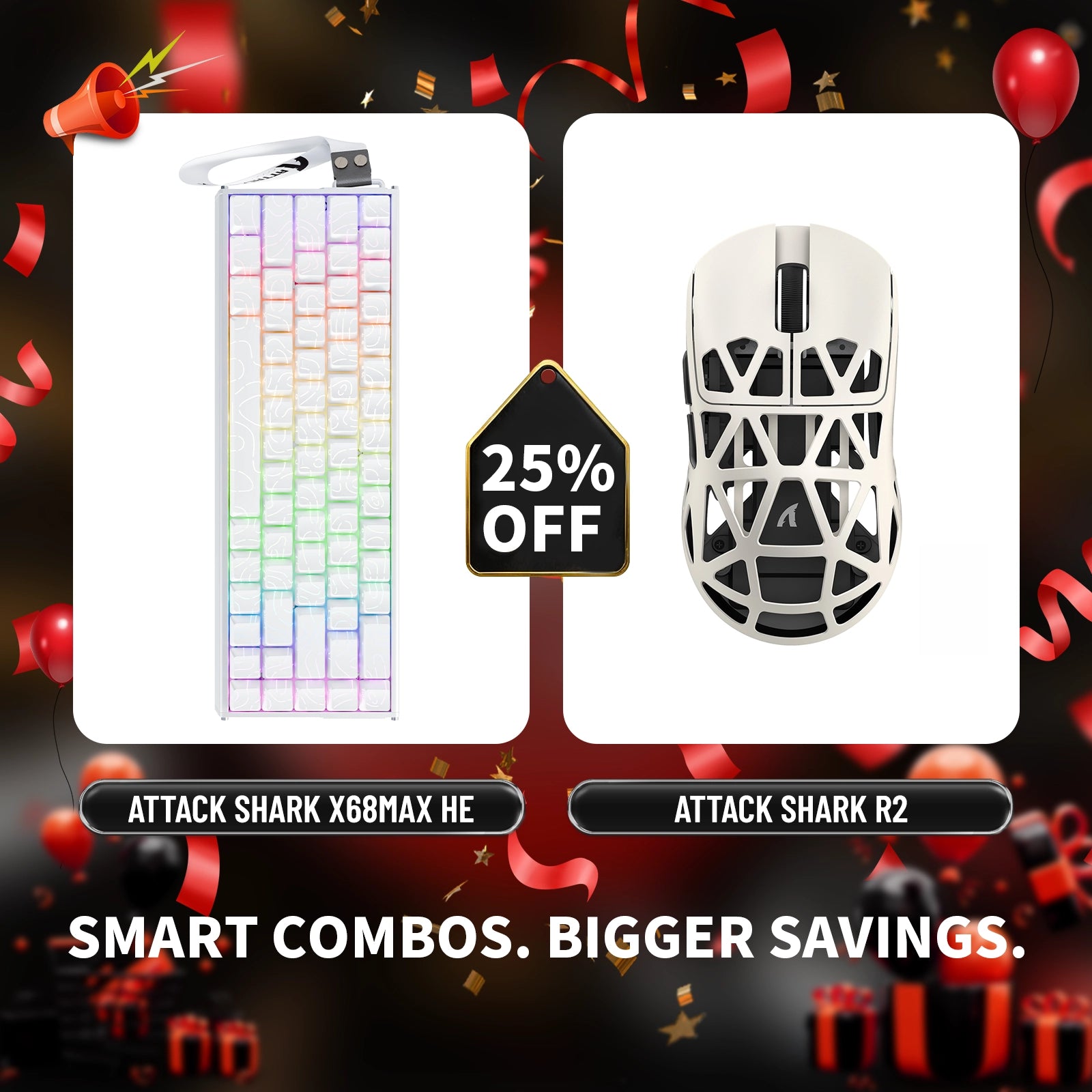 ATTACK SHARK X68MAX HE Rapid Trigger Aluminium-Tastatur + R2 Kabellose Gaming-Maus aus Magnesiumlegierung im Bundle