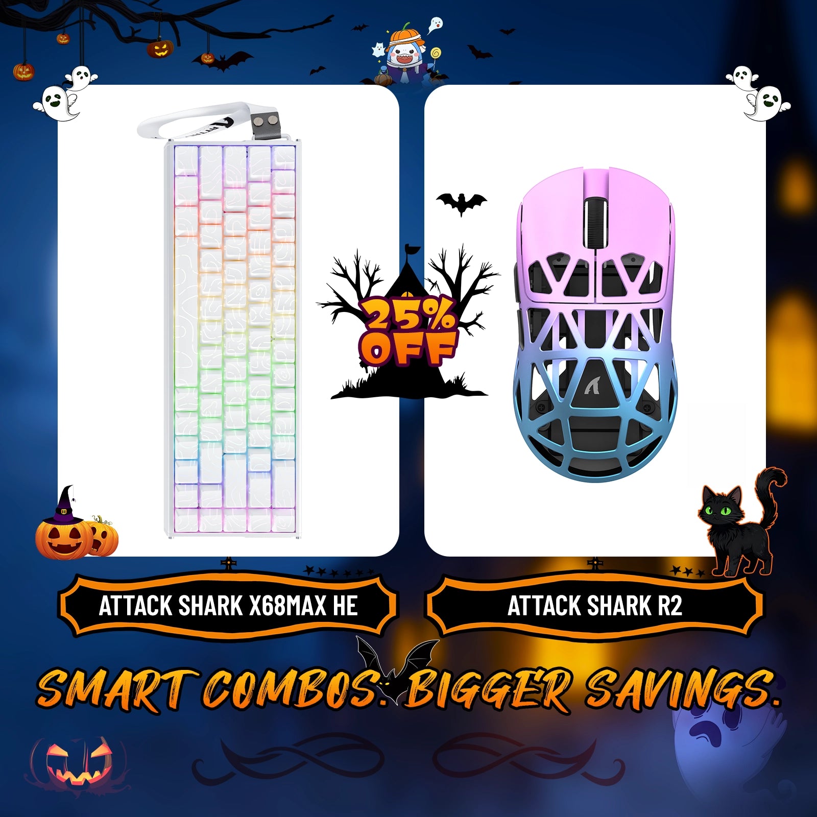 ATTACK SHARK X68MAX HE Rapid Trigger Aluminium-Tastatur + R2 Kabellose Gaming-Maus aus Magnesiumlegierung im Bundle