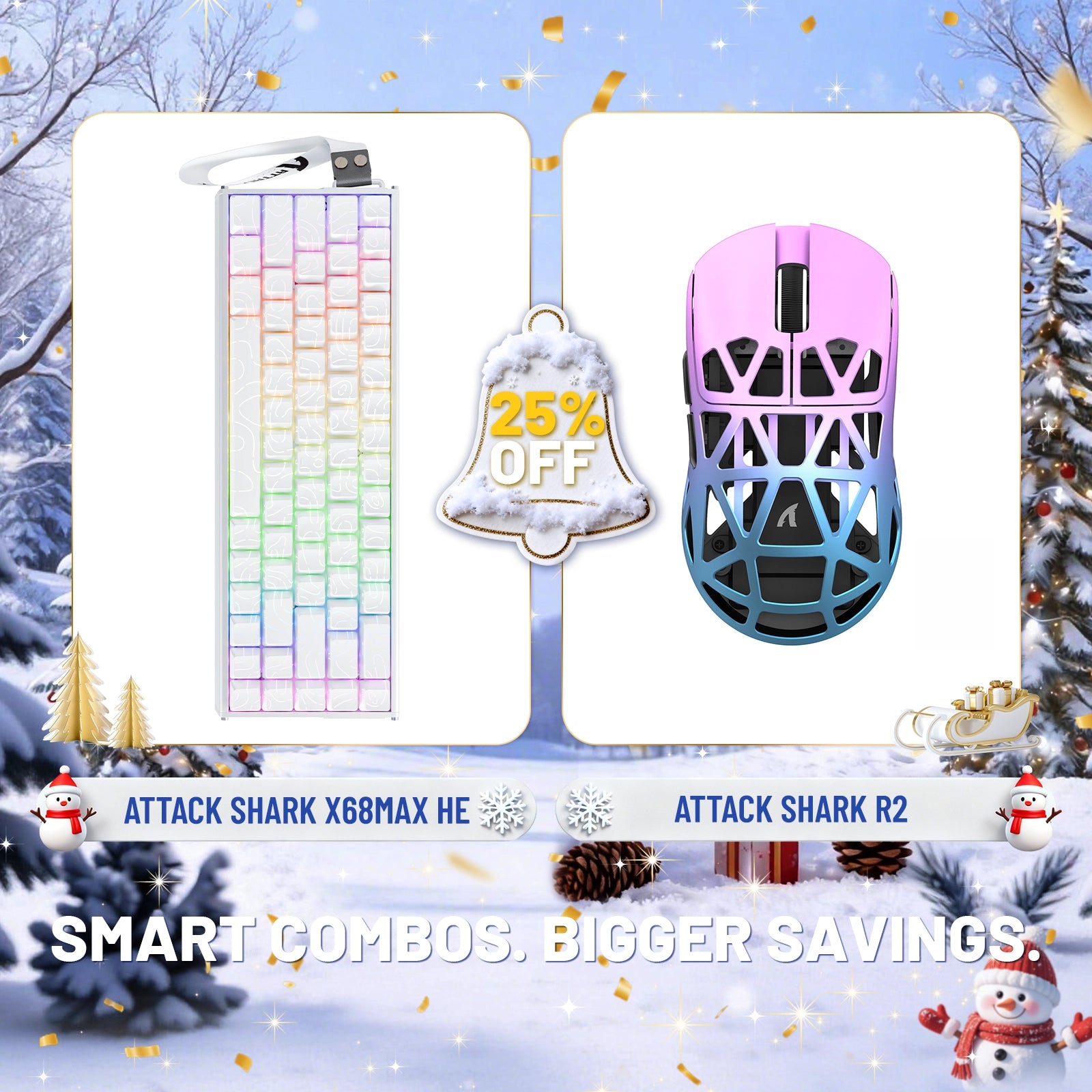 ATTACK SHARK X68MAX HE Rapid Trigger Aluminum Keyboard + R2 Magnesium Alloy Wireless Gaming Mouse Bundle