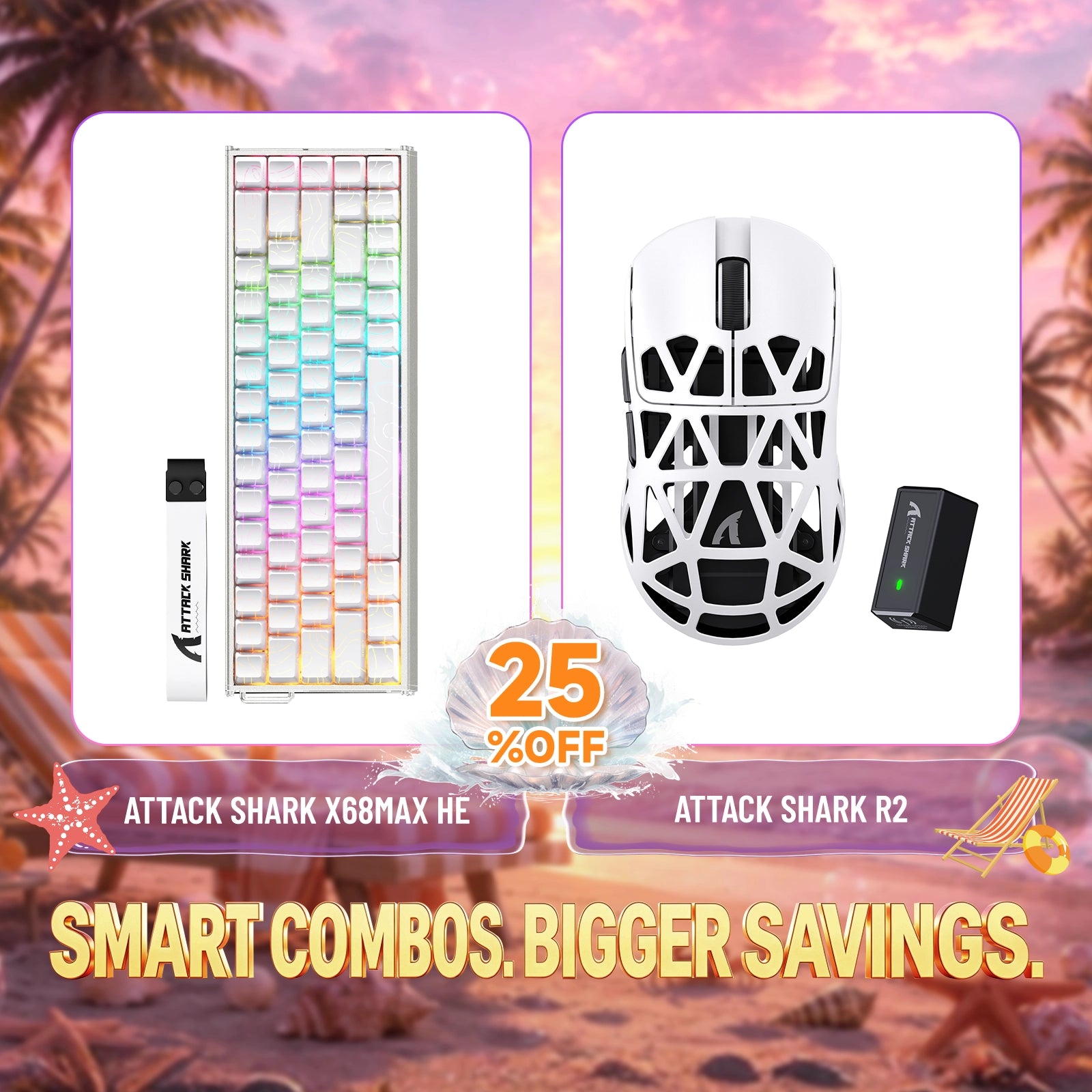ATTACK SHARK X68MAX HE Klawiatura z szybkim wyzwalaczem z aluminium + zestaw bezprzewodowej myszy do gier z stopu magnezu R2