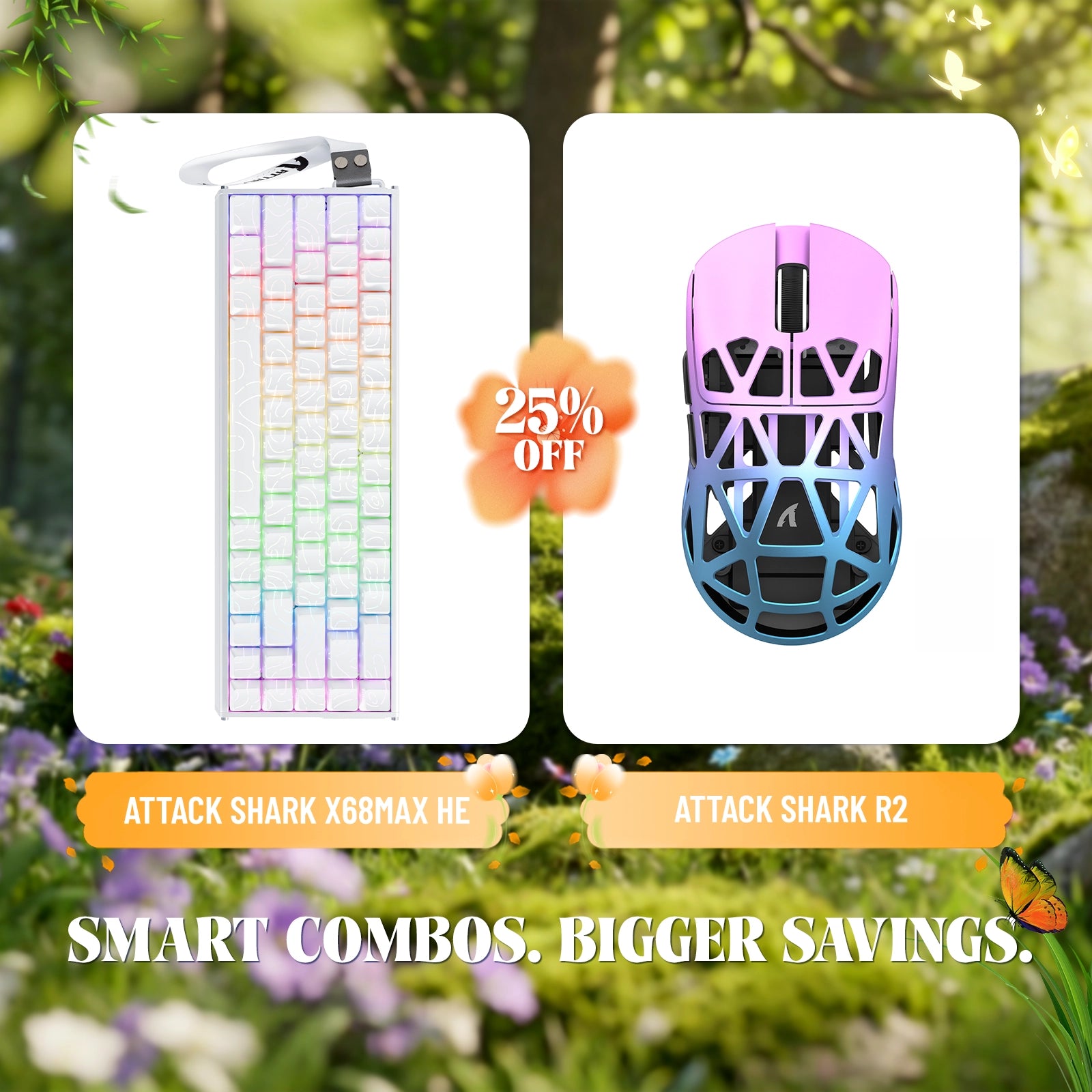 ATTACK SHARK X68MAX HE Rapid Trigger Aluminum Keyboard + R2 Magnesium Alloy Wireless Gaming Mouse Bundle