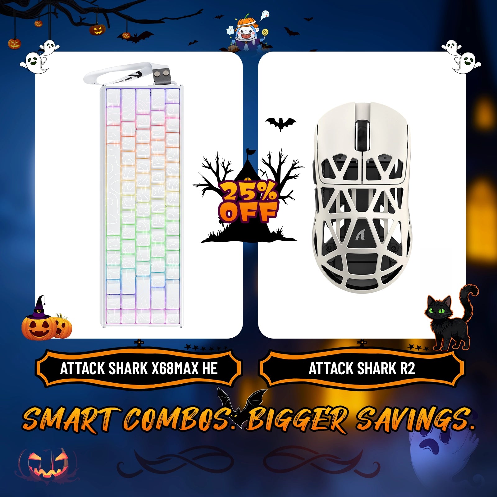 ATTACK SHARK X68MAX HE Rapid Trigger Aluminium-Tastatur + R2 Kabellose Gaming-Maus aus Magnesiumlegierung im Bundle