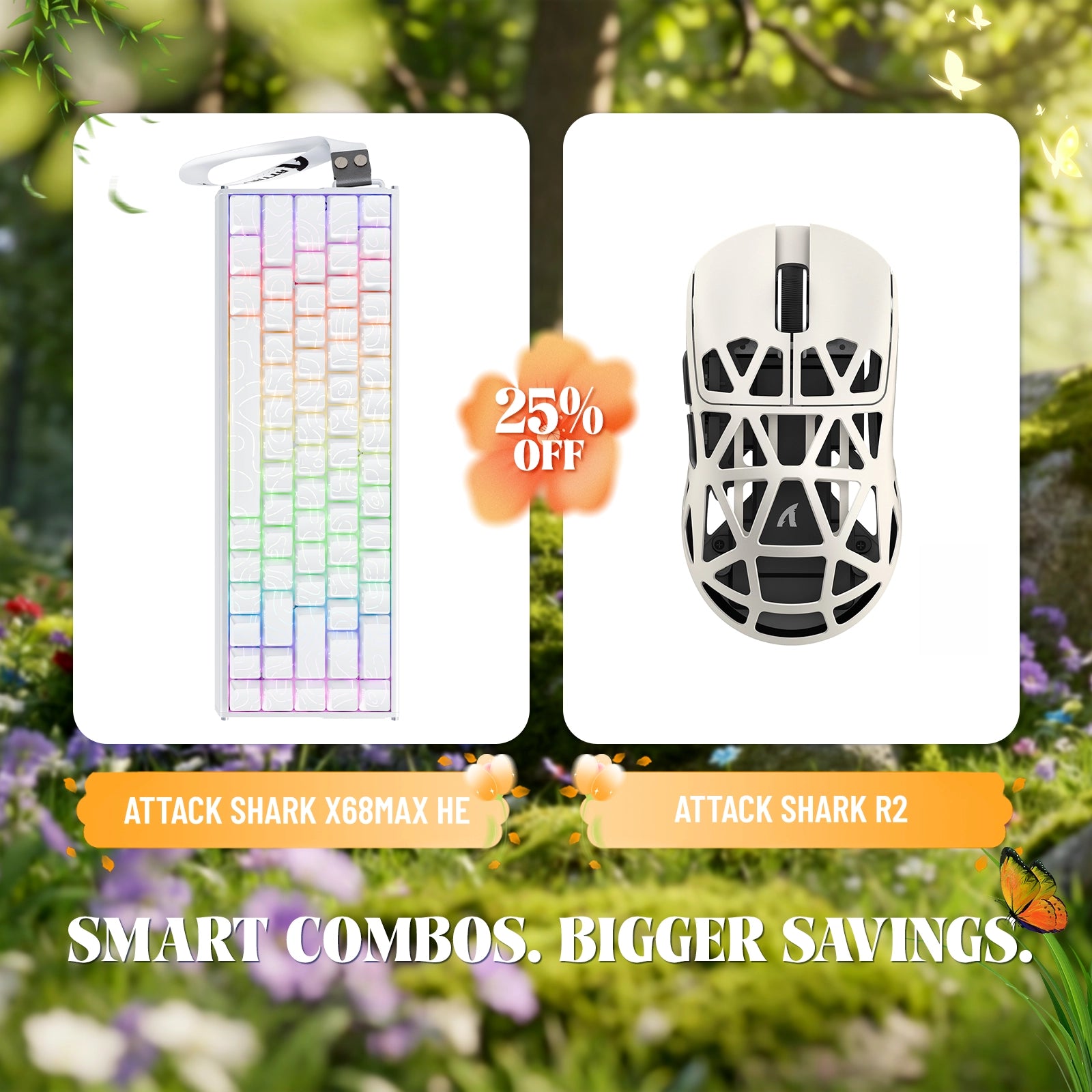 ATTACK SHARK X68MAX HE Rapid Trigger Aluminum Keyboard + R2 Magnesium Alloy Wireless Gaming Mouse Bundle