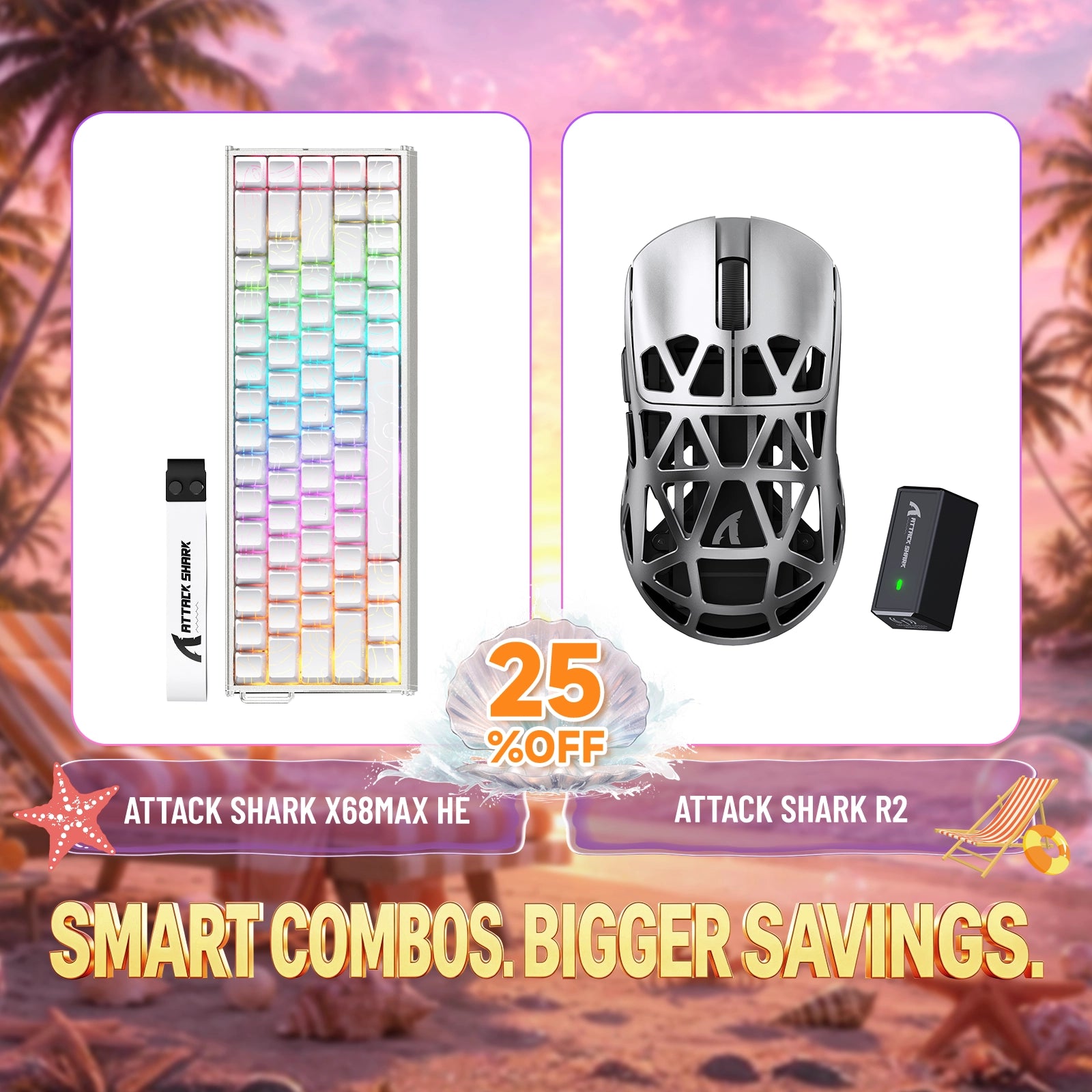 ATTACK SHARK X68MAX HE Klawiatura z szybkim wyzwalaczem z aluminium + zestaw bezprzewodowej myszy do gier z stopu magnezu R2