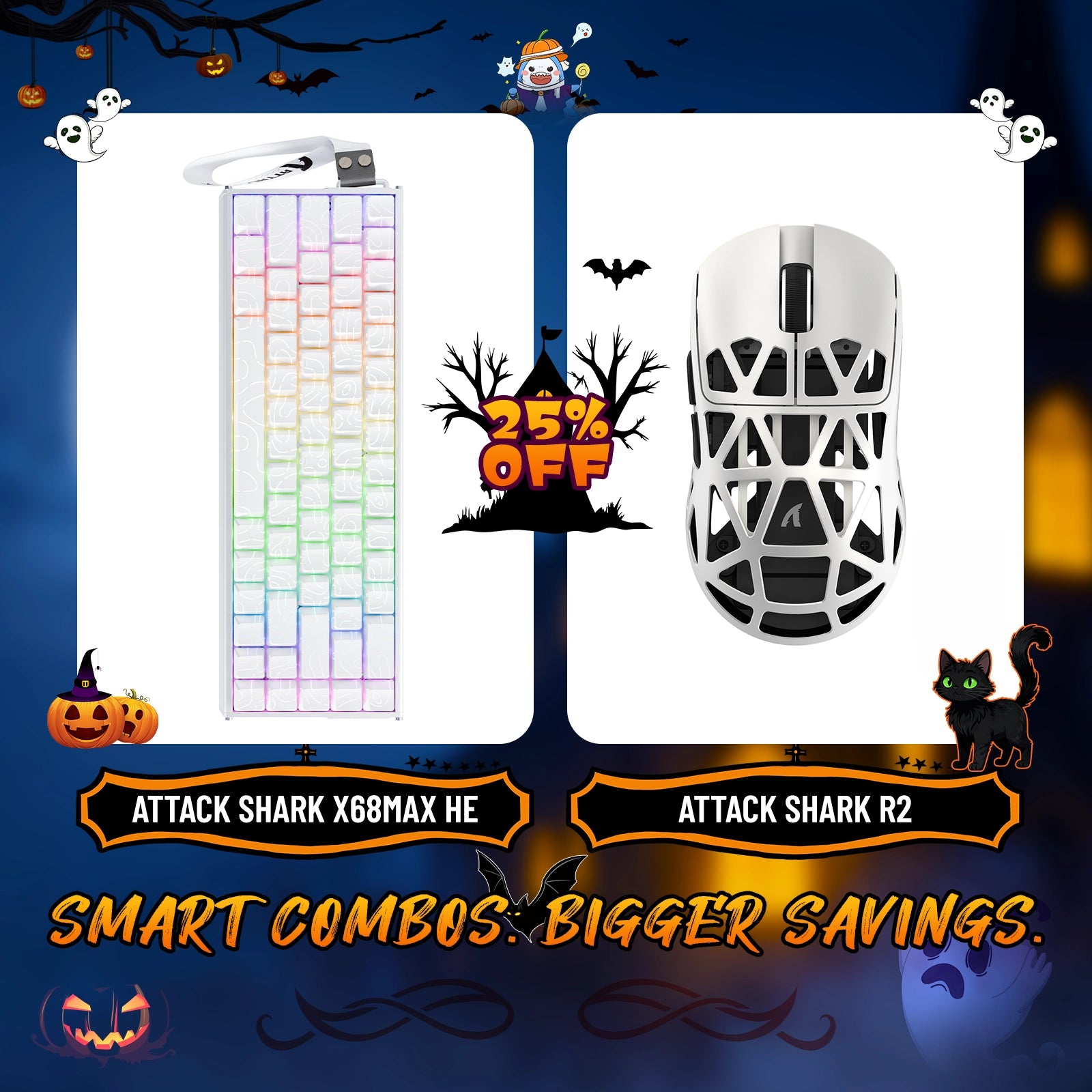 ATTACK SHARK X68MAX HE Rapid Trigger Aluminium-Tastatur + R2 Kabellose Gaming-Maus aus Magnesiumlegierung im Bundle