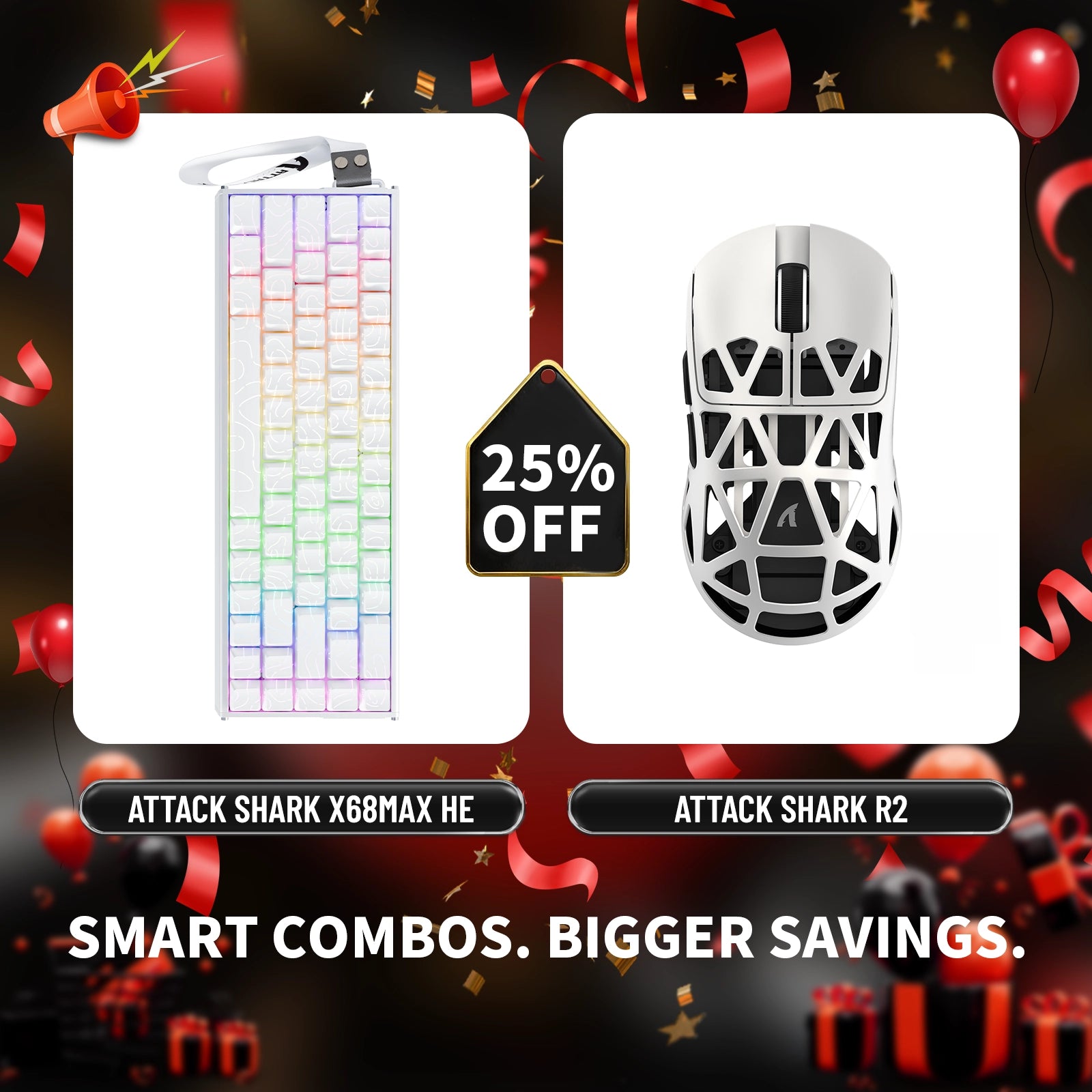 ATTACK SHARK X68MAX HE Rapid Trigger Aluminium-Tastatur + R2 Kabellose Gaming-Maus aus Magnesiumlegierung im Bundle