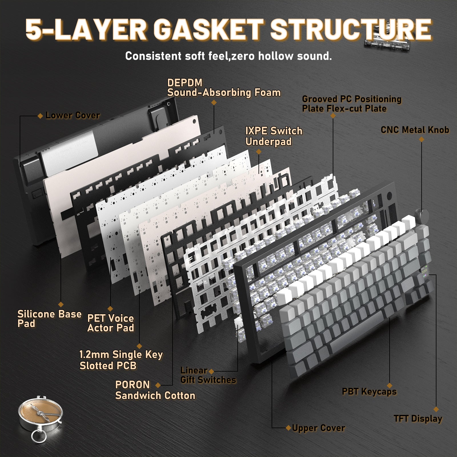 ATTACK SHARK X820ULTRA Mechanical Keyboard with C01ULTRA Coiled Cable