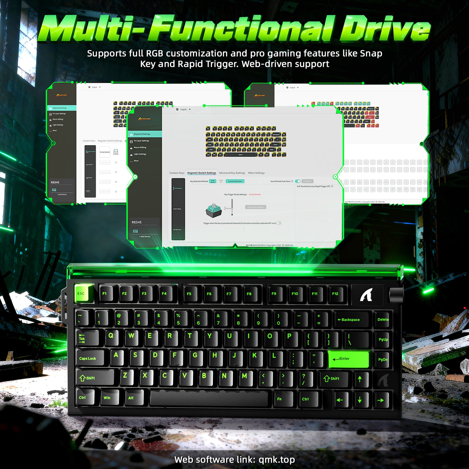 ATTACK SHARK R85 HE Rapid Trigger Keyboard with C01ULTRA LED Cable