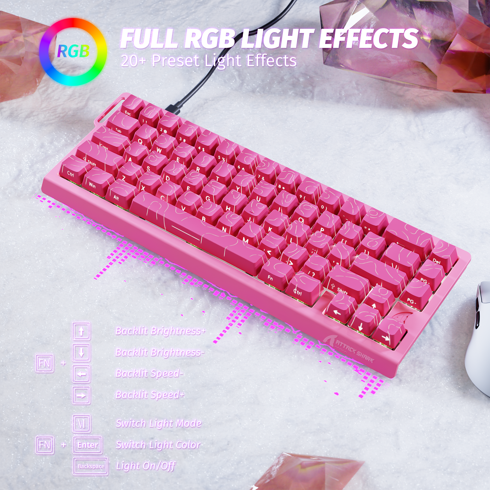 Clavier à déclenchement rapide ATTACK SHARK X68 HE avec interrupteur magnétique