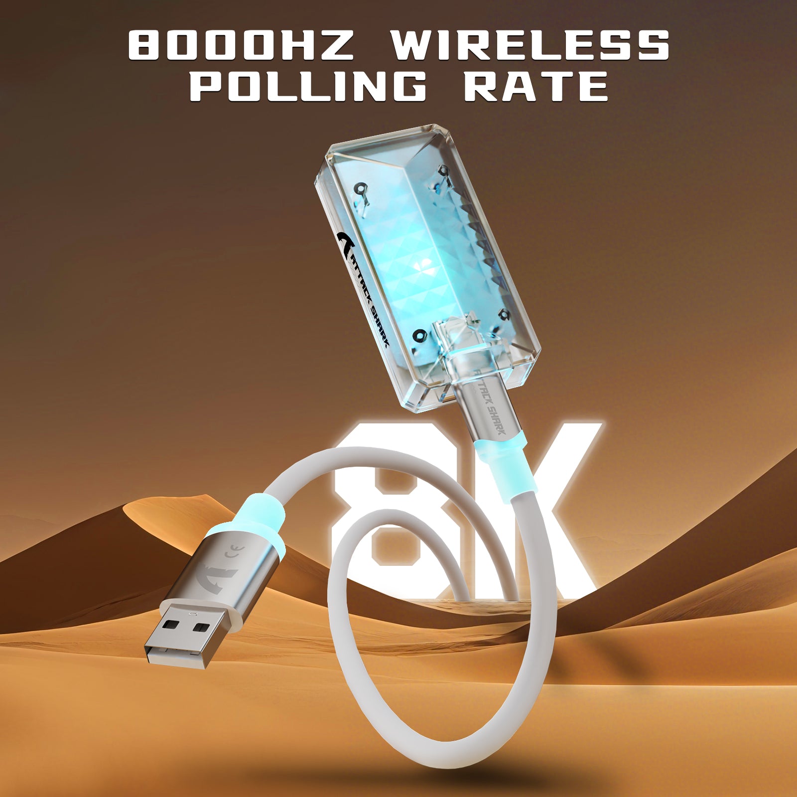 ATTACK SHARK V5 8KHz Wireless PAW3950MAX Gaming-Maus mit C06 Ultra-Kabel