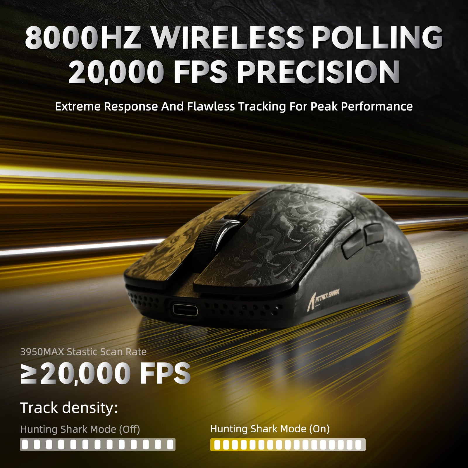 Attack Shark R11 ULTRA wireless gaming mouse, carbon fiber, 8000Hz, 20000 FPS.