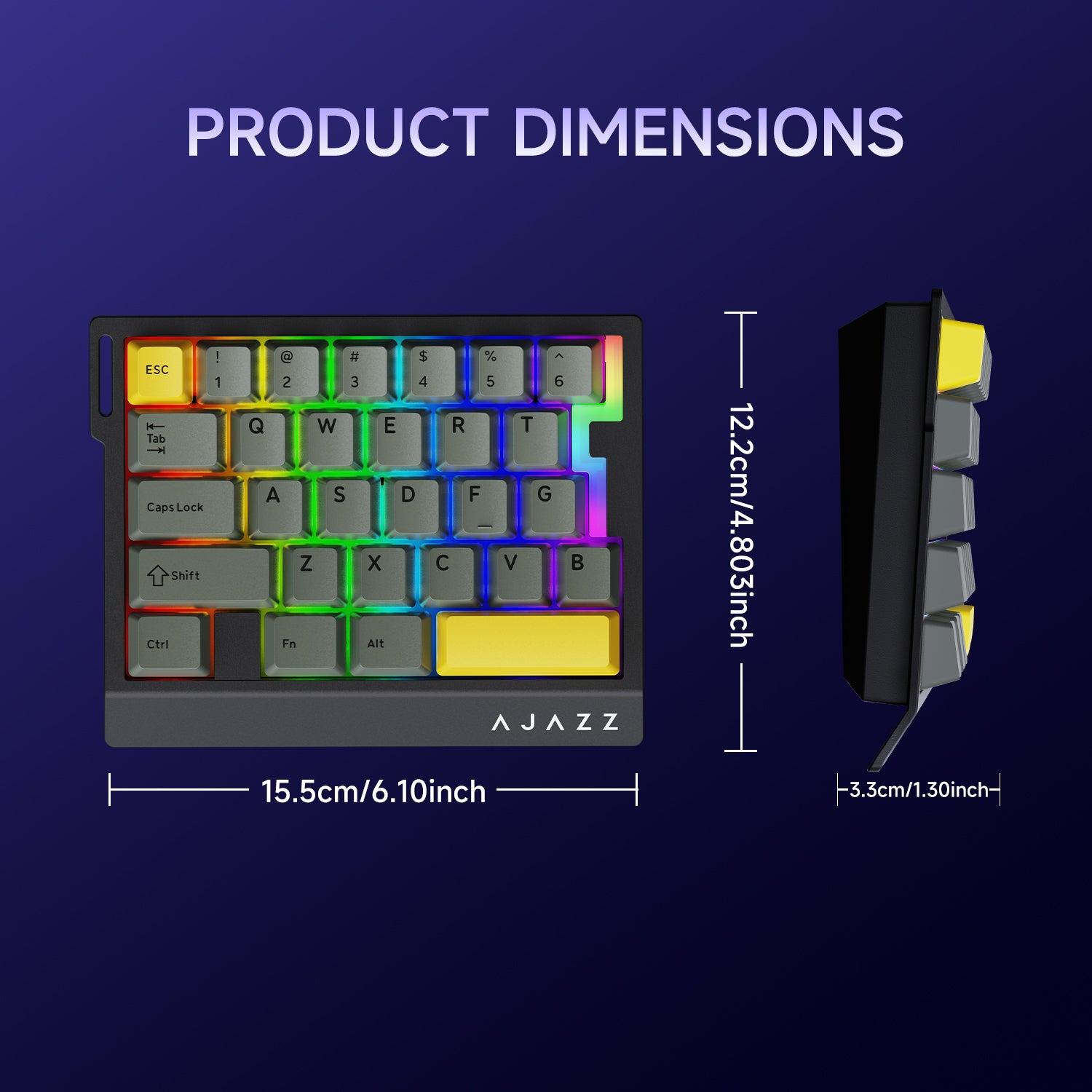 ATTACK SHARK x AJAZZ AK029 Wired One-Handed Mechanical Keyboard