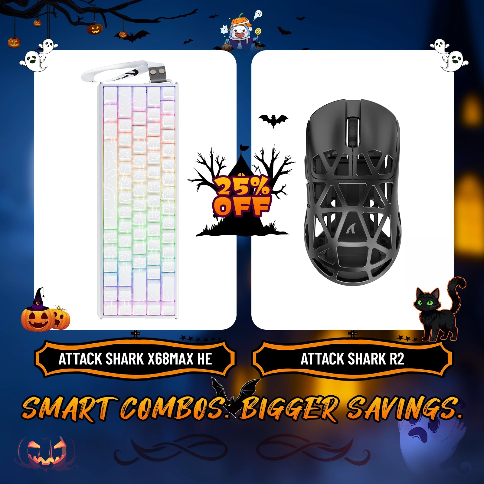 ATTACK SHARK X68MAX HE Rapid Trigger Aluminium-Tastatur + R2 Kabellose Gaming-Maus aus Magnesiumlegierung im Bundle