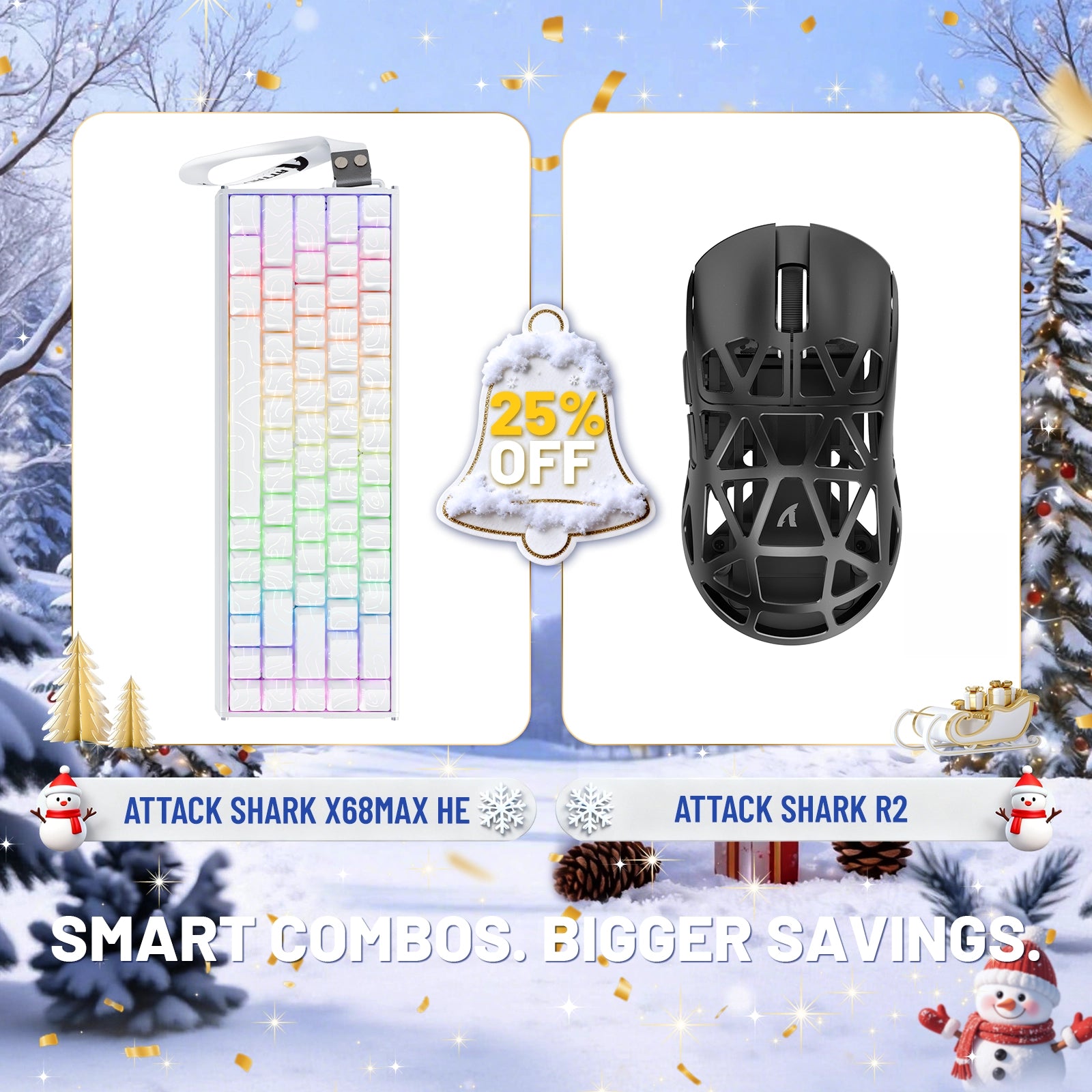 ATTACK SHARK X68MAX HE Rapid Trigger Aluminum Keyboard + R2 Magnesium Alloy Wireless Gaming Mouse Bundle