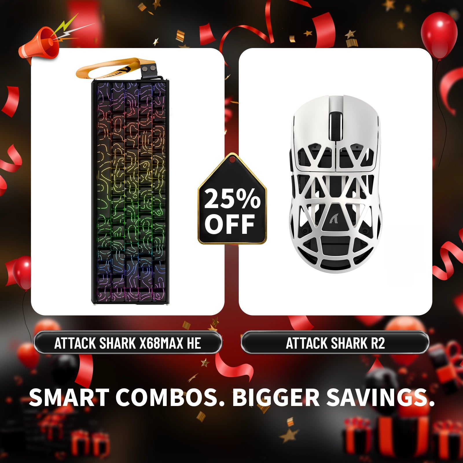 ATTACK SHARK X68MAX HE Rapid Trigger Aluminium-Tastatur + R2 Kabellose Gaming-Maus aus Magnesiumlegierung im Bundle