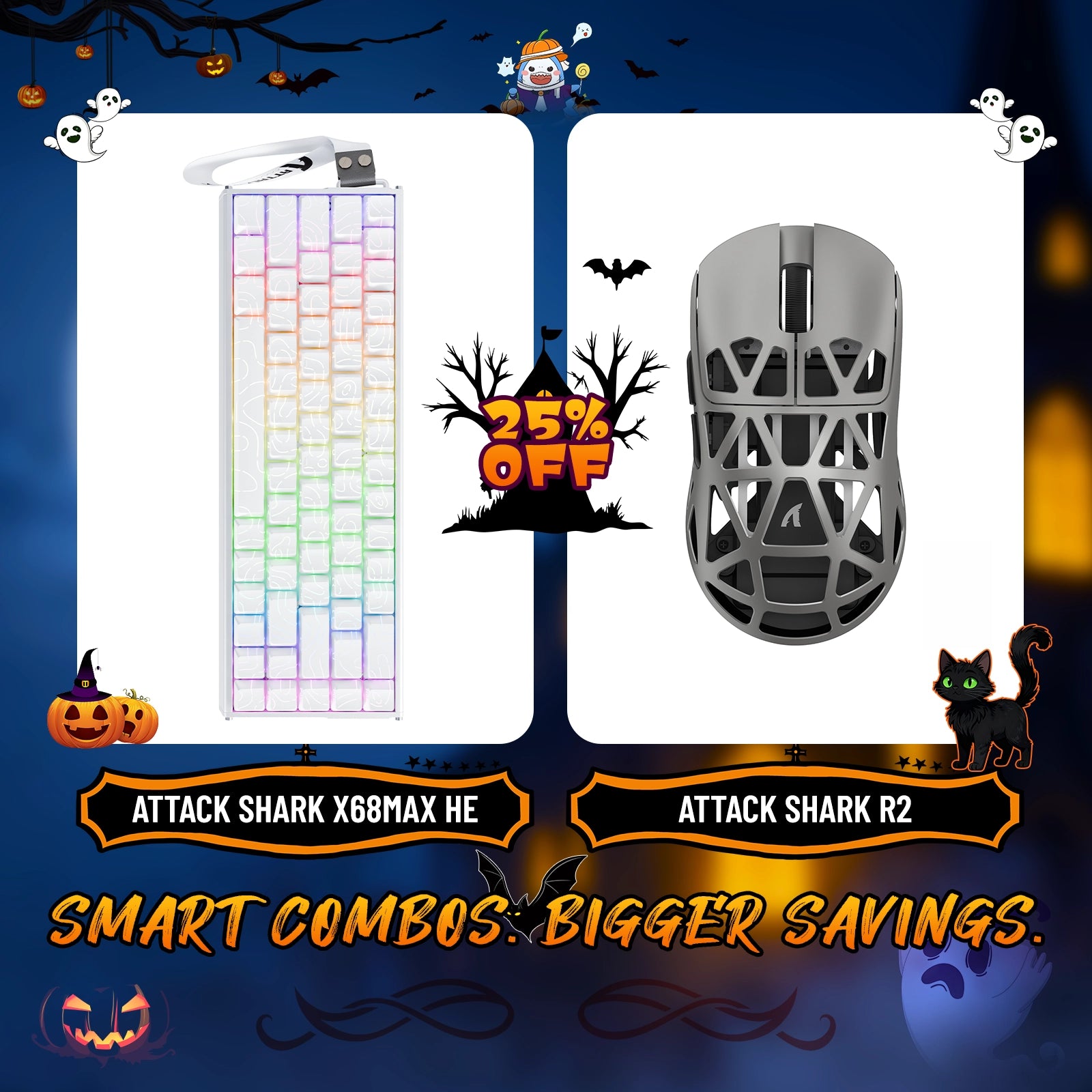ATTACK SHARK X68MAX HE Rapid Trigger Aluminium-Tastatur + R2 Kabellose Gaming-Maus aus Magnesiumlegierung im Bundle