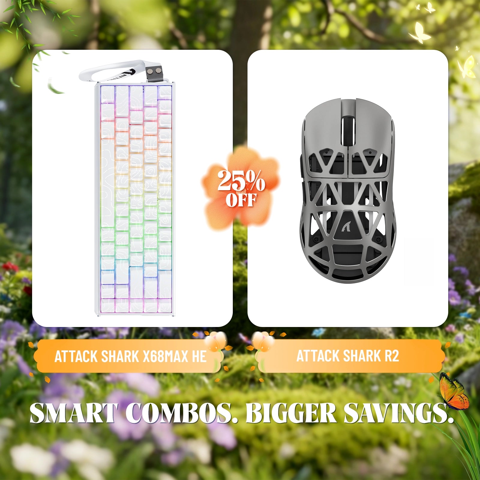 ATTACK SHARK X68MAX HE Rapid Trigger Aluminum Keyboard + R2 Magnesium Alloy Wireless Gaming Mouse Bundle