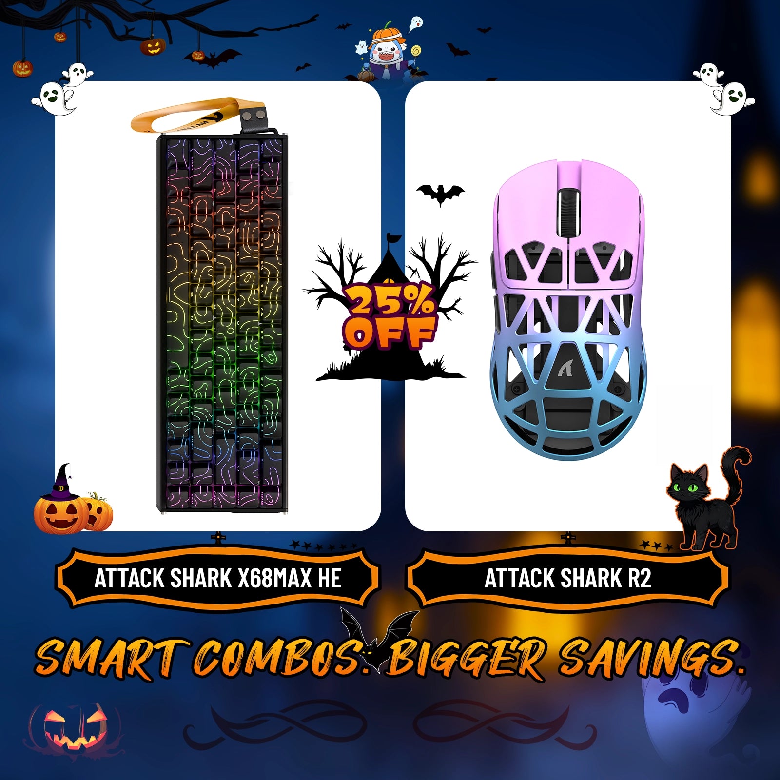 ATTACK SHARK X68MAX HE Rapid Trigger Aluminium-Tastatur + R2 Kabellose Gaming-Maus aus Magnesiumlegierung im Bundle