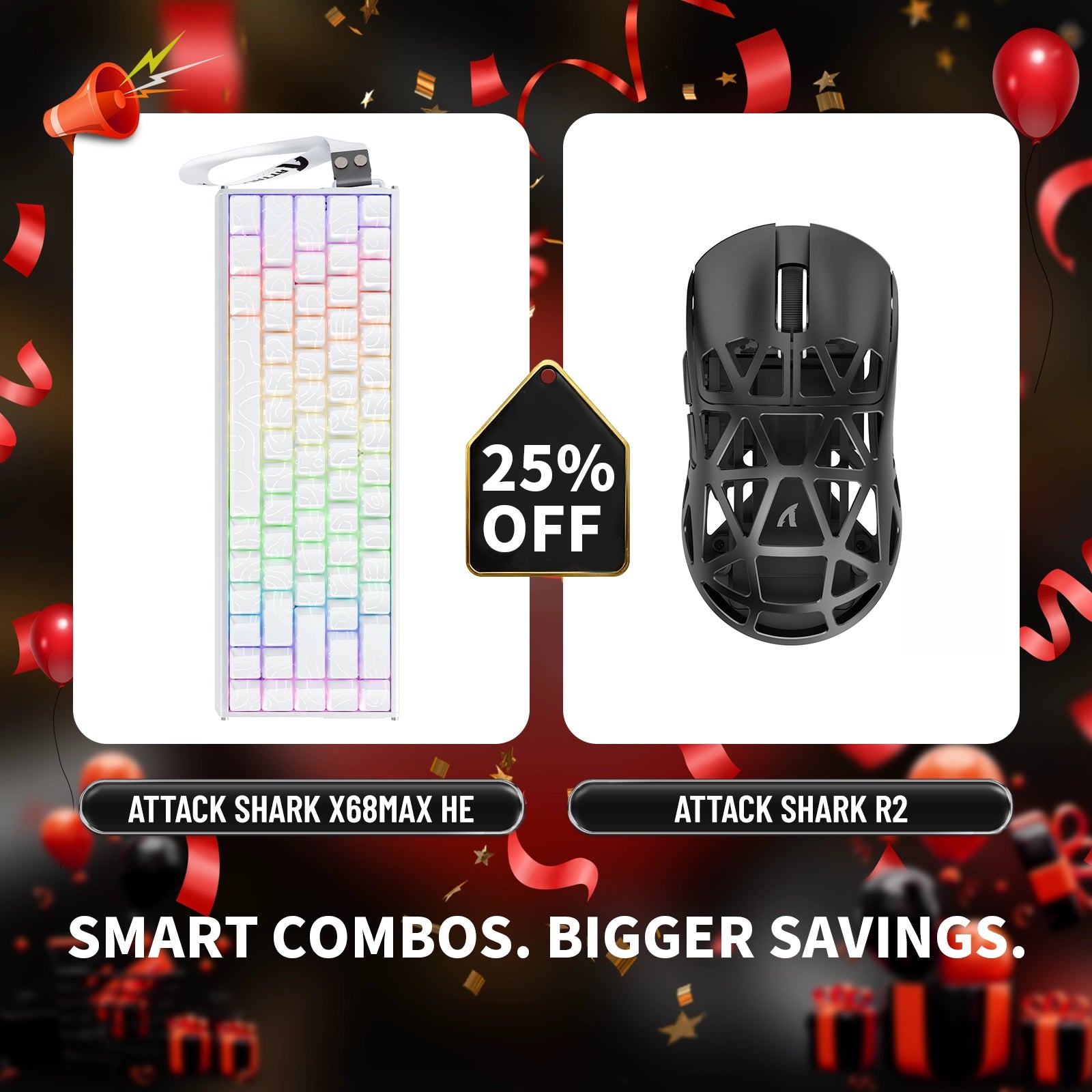 ATTACK SHARK X68MAX HE Rapid Trigger Aluminium-Tastatur + R2 Kabellose Gaming-Maus aus Magnesiumlegierung im Bundle