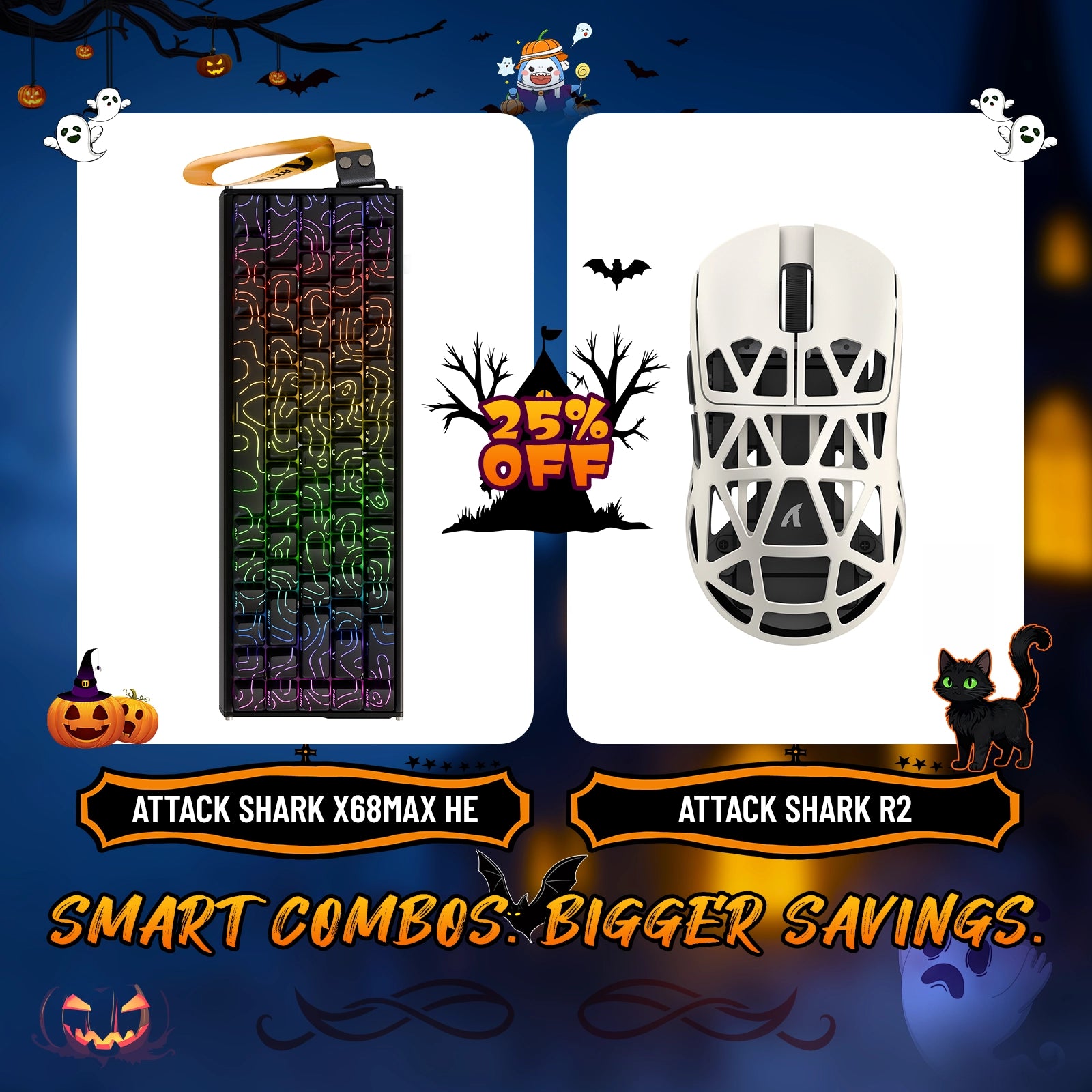 ATTACK SHARK X68MAX HE Rapid Trigger Aluminium-Tastatur + R2 Kabellose Gaming-Maus aus Magnesiumlegierung im Bundle